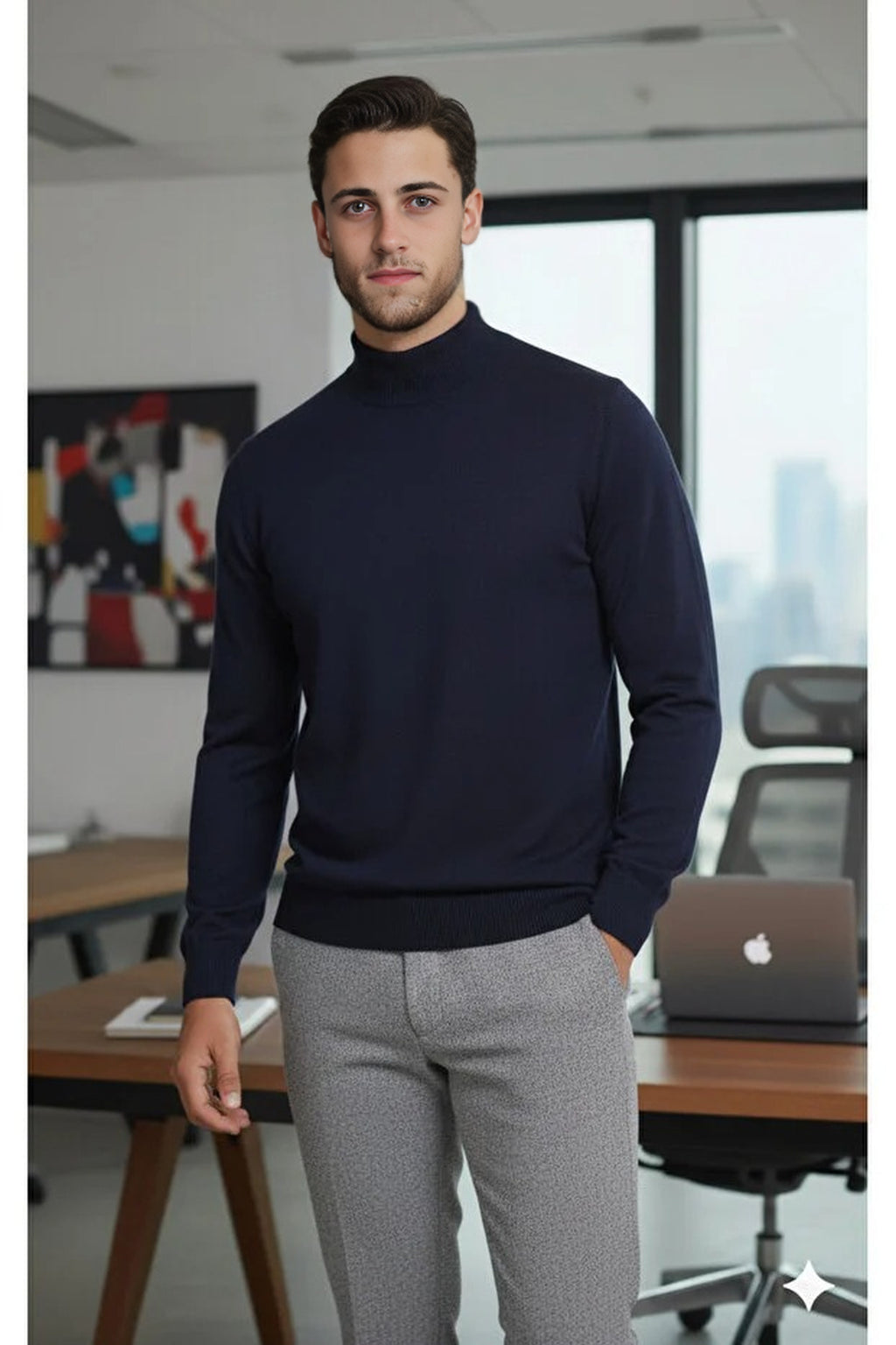 Half Turtleneck Regular Fit Knit Sweater
