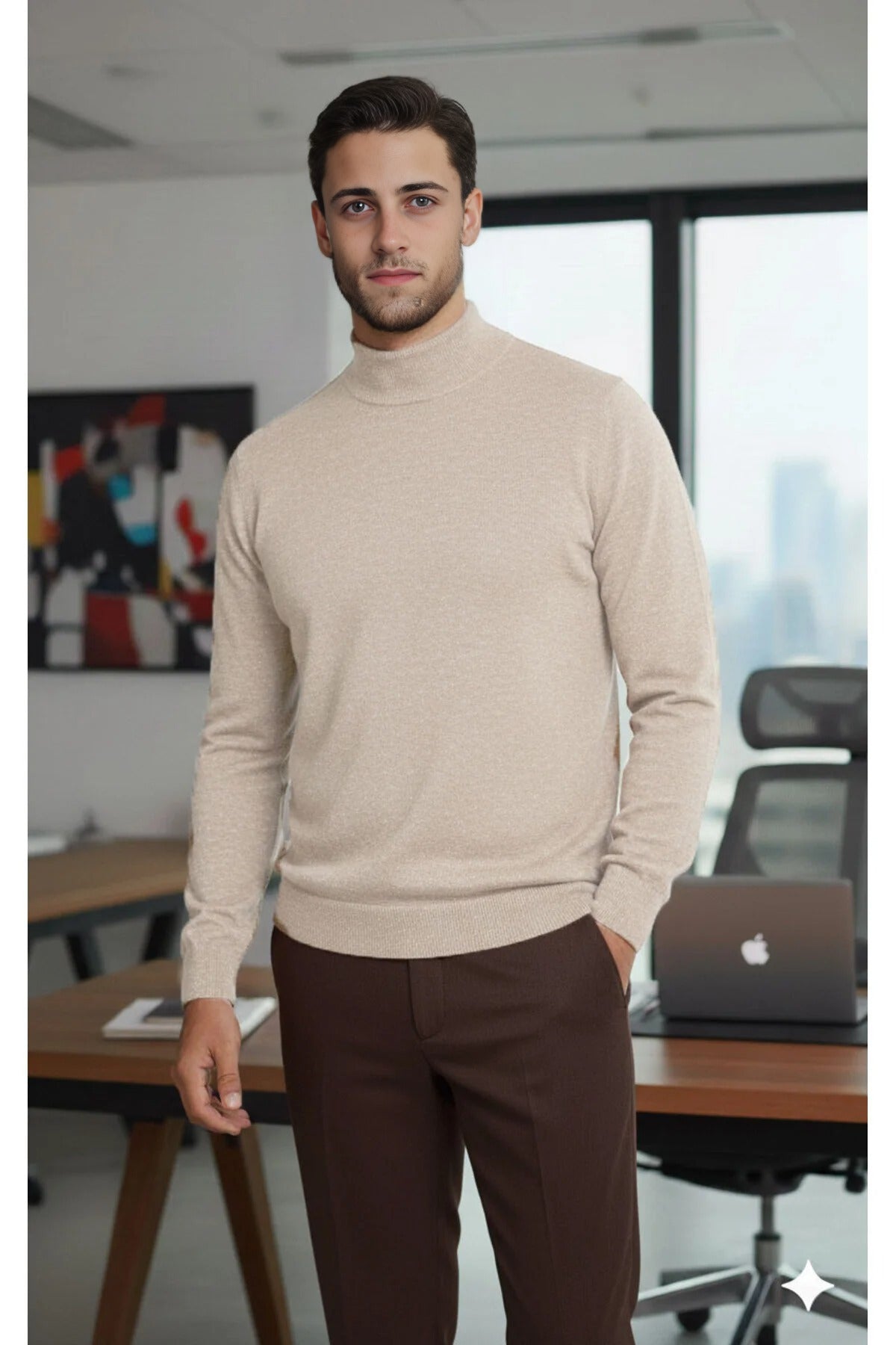Half Turtleneck Regular Fit Knit Sweater