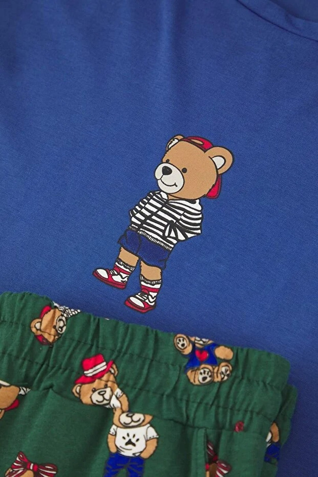 2-Piece Teddy Bear Print Knit Pajama Set