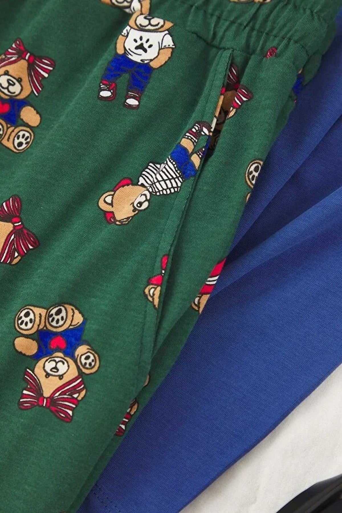 2-Piece Teddy Bear Print Knit Pajama Set