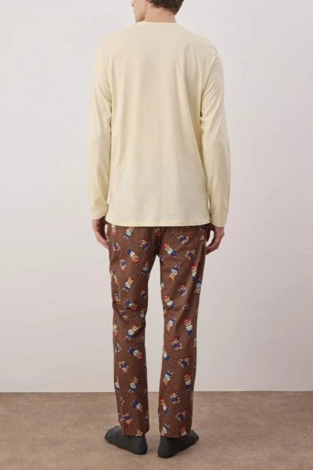 2-Piece Teddy Bear Print Knit Pajama Set