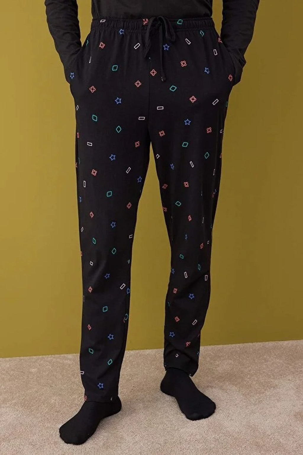 2-Piece Regular Fit Game Print Knit Pajama Set