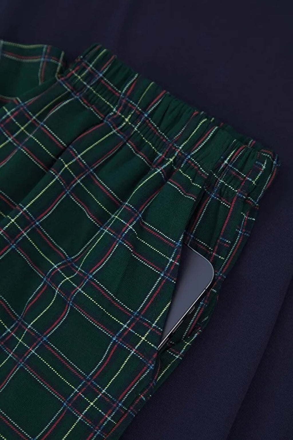 2-Piece Regular Button-Down Collar Argyle Knit Pajama Set