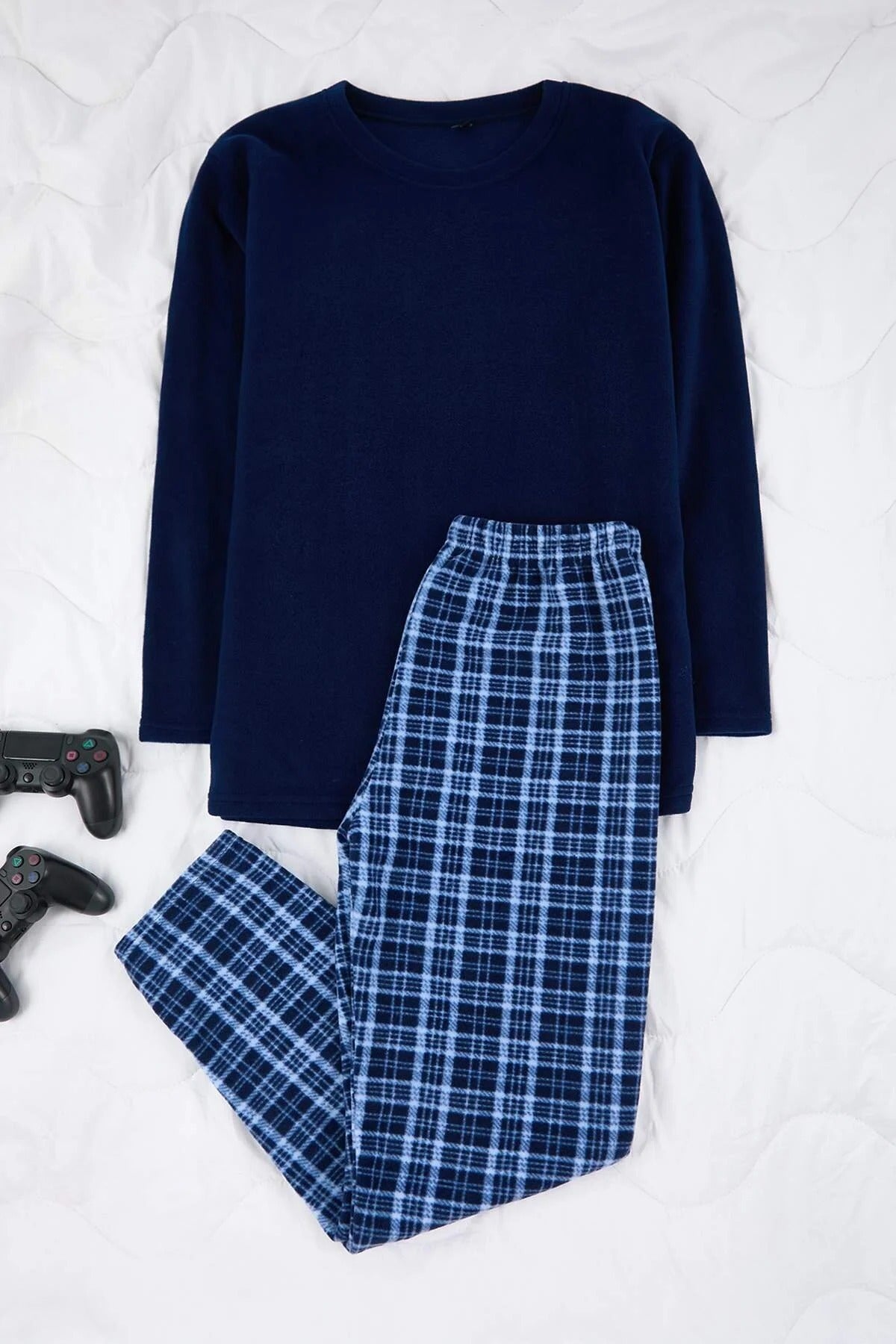 2-Piece Regular Argyle Polar Fleece Pajama Set