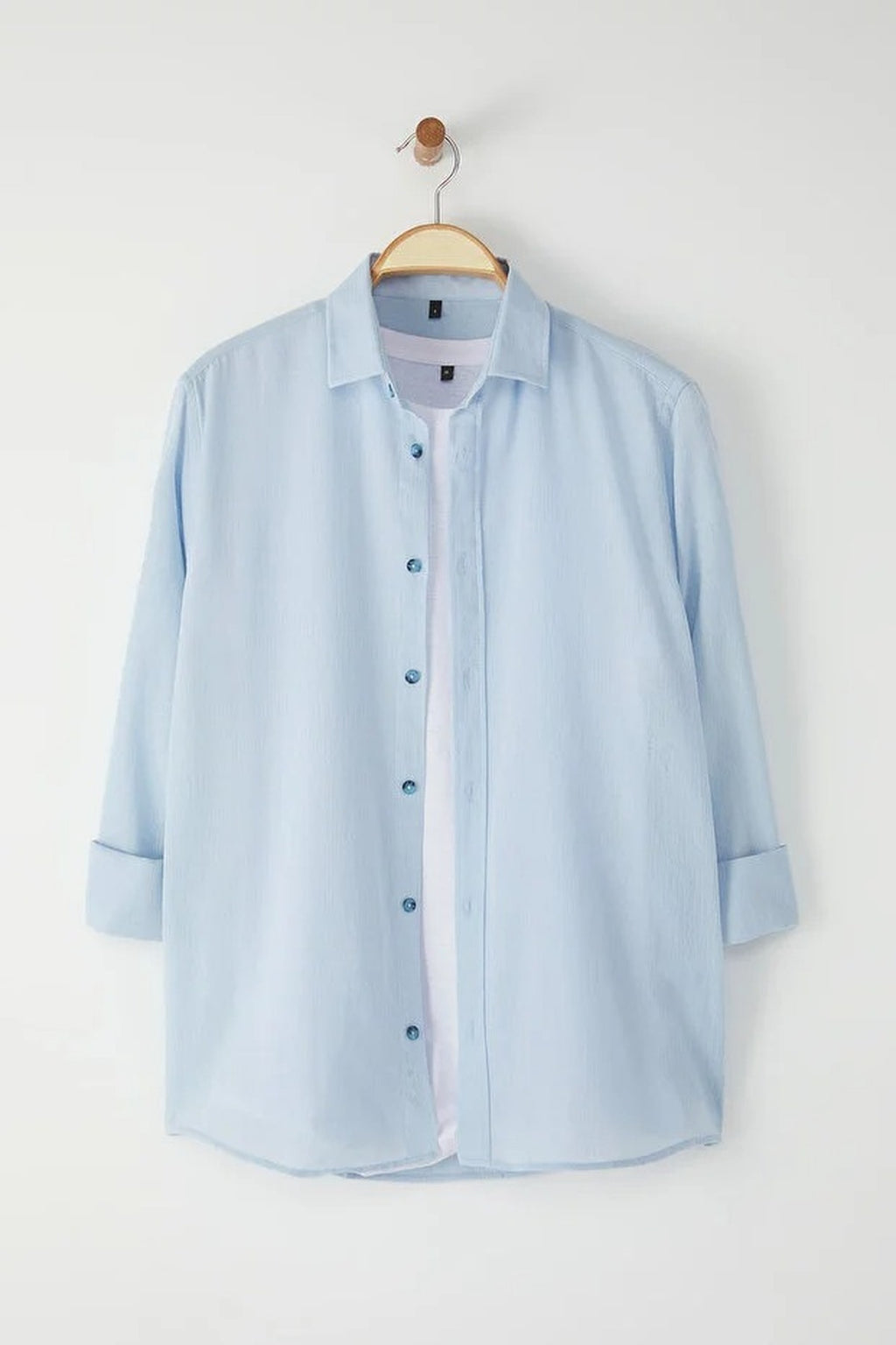 Linen Look Shirt with Epaulettes and Wrinkled Effect