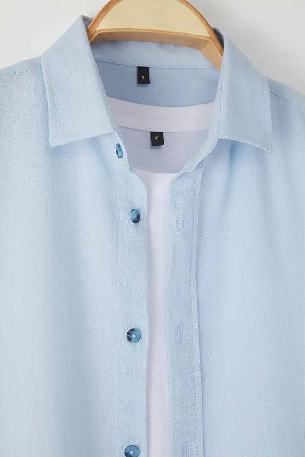 Linen Look Shirt with Epaulettes and Wrinkled Effect