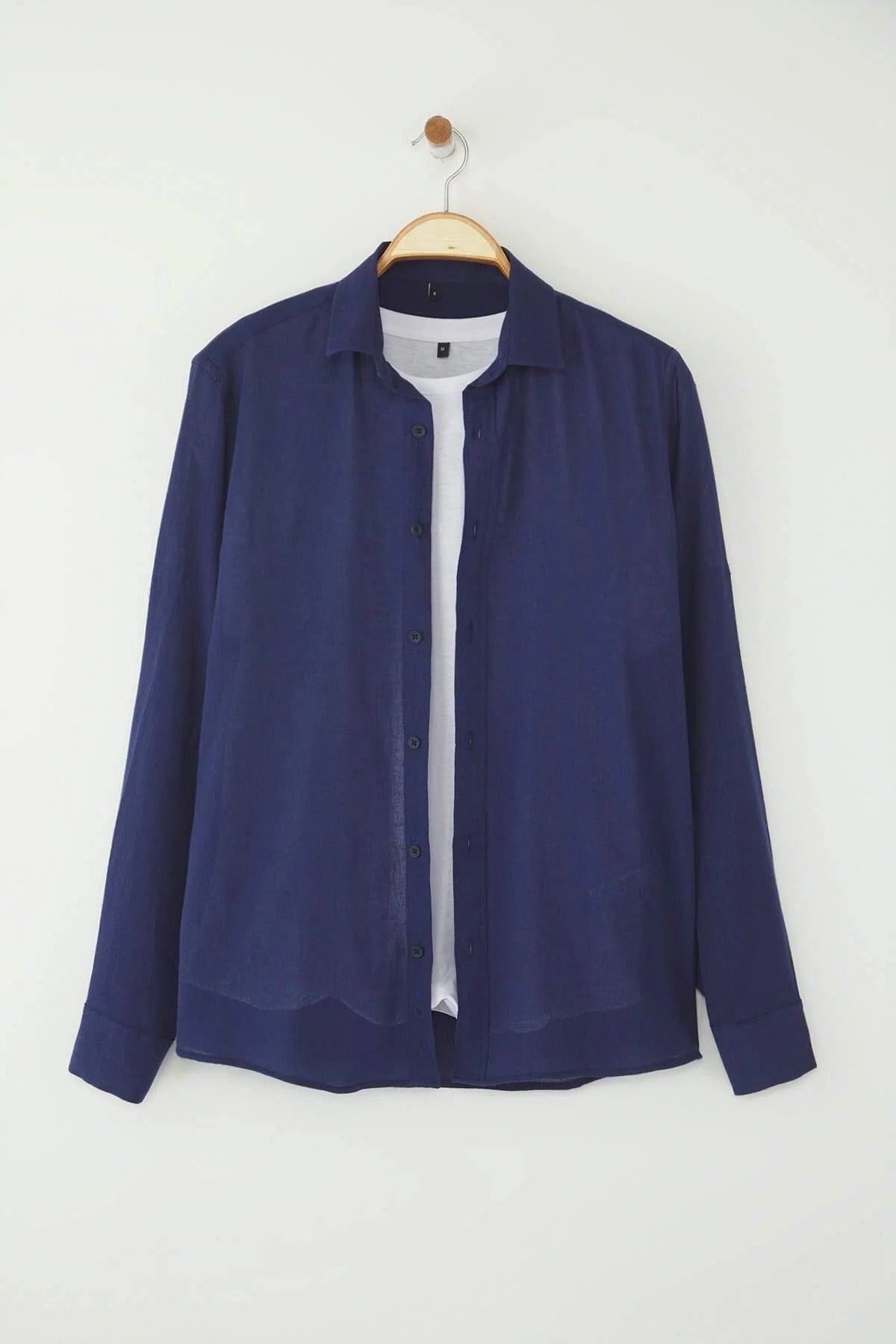 Linen Look Shirt with Epaulettes and Wrinkled Effect