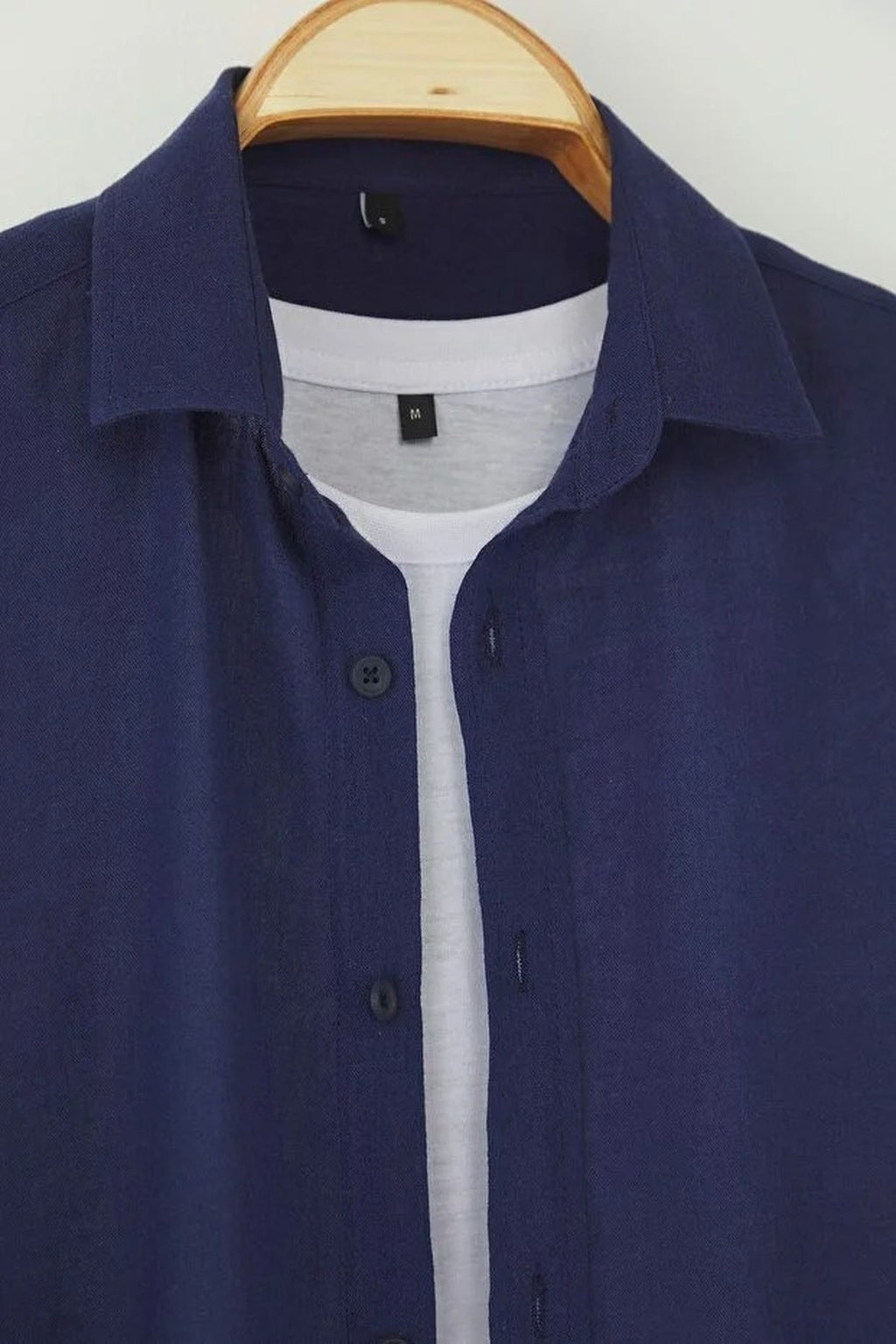 Linen Look Shirt with Epaulettes and Wrinkled Effect