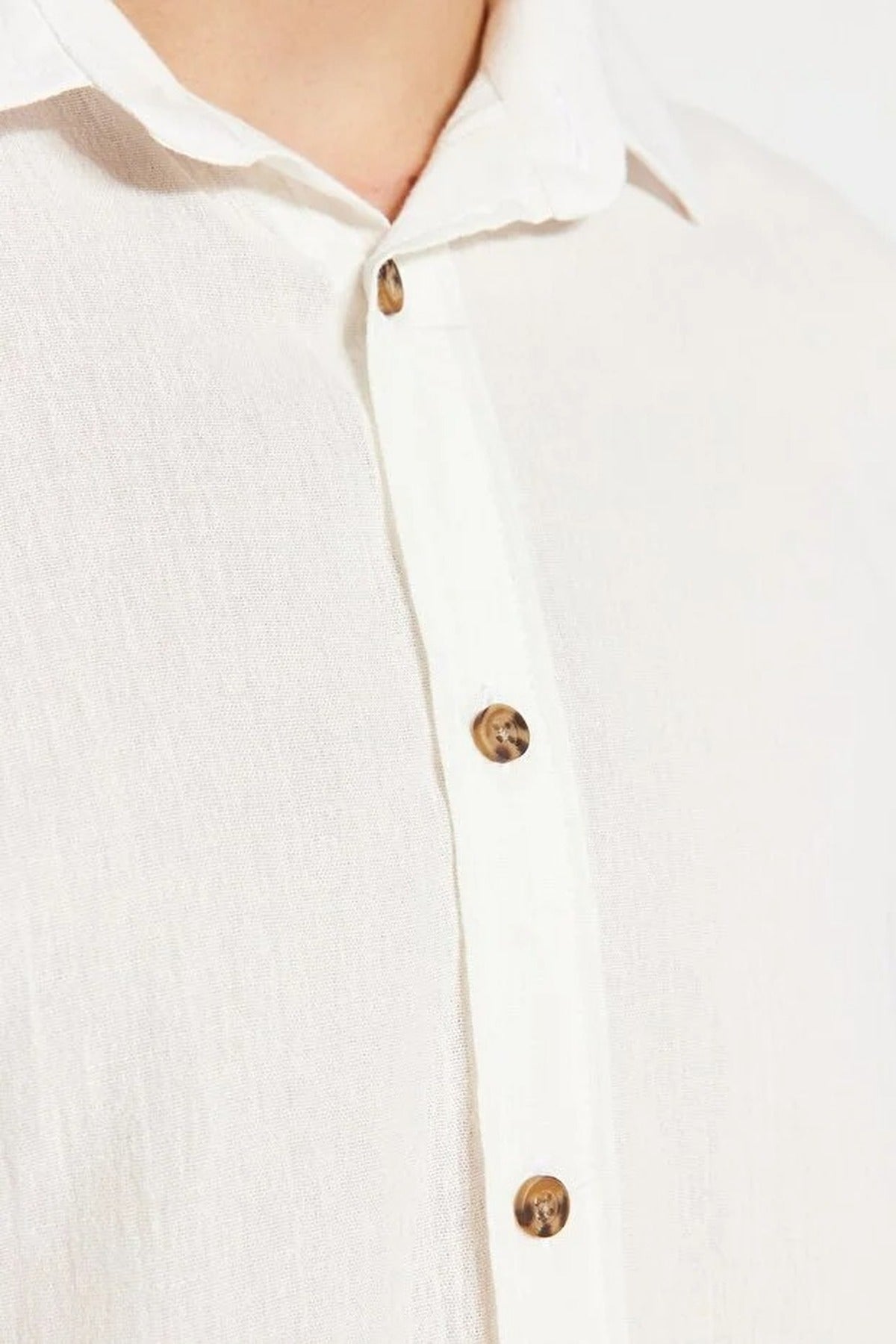Linen Look Shirt with Epaulettes and Wrinkled Effect