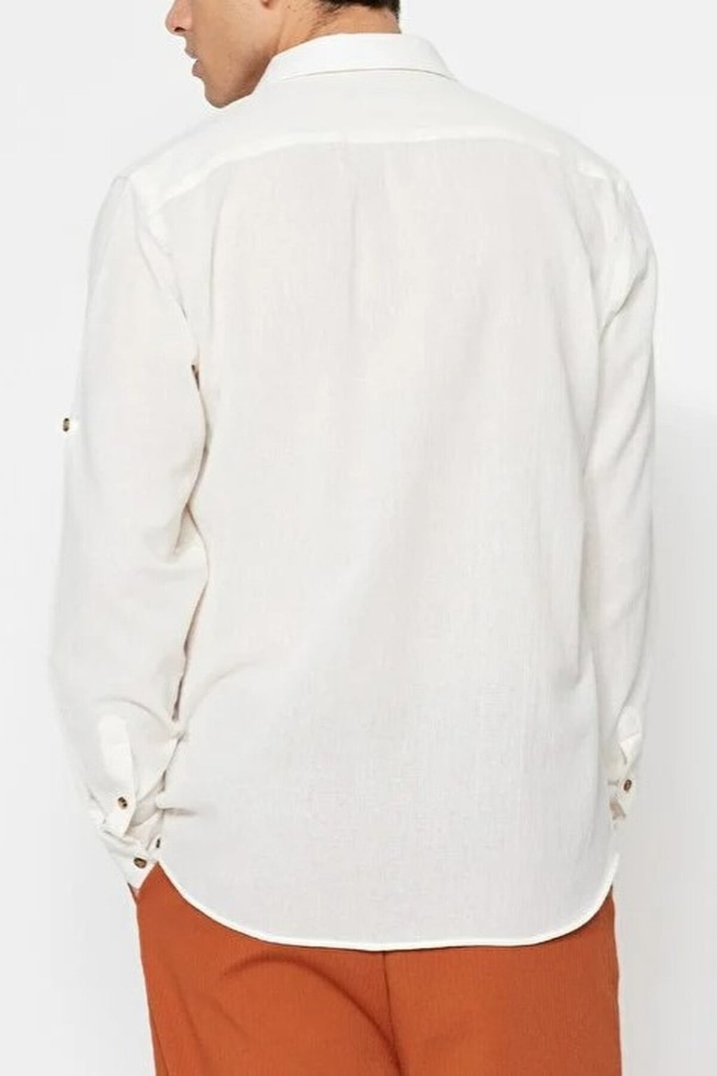 Linen Look Shirt with Epaulettes and Wrinkled Effect