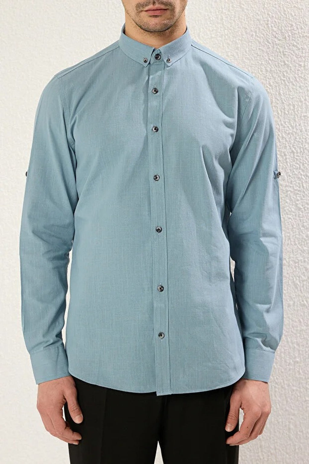 Slim Fit 100% Cotton Linen Look Shirt