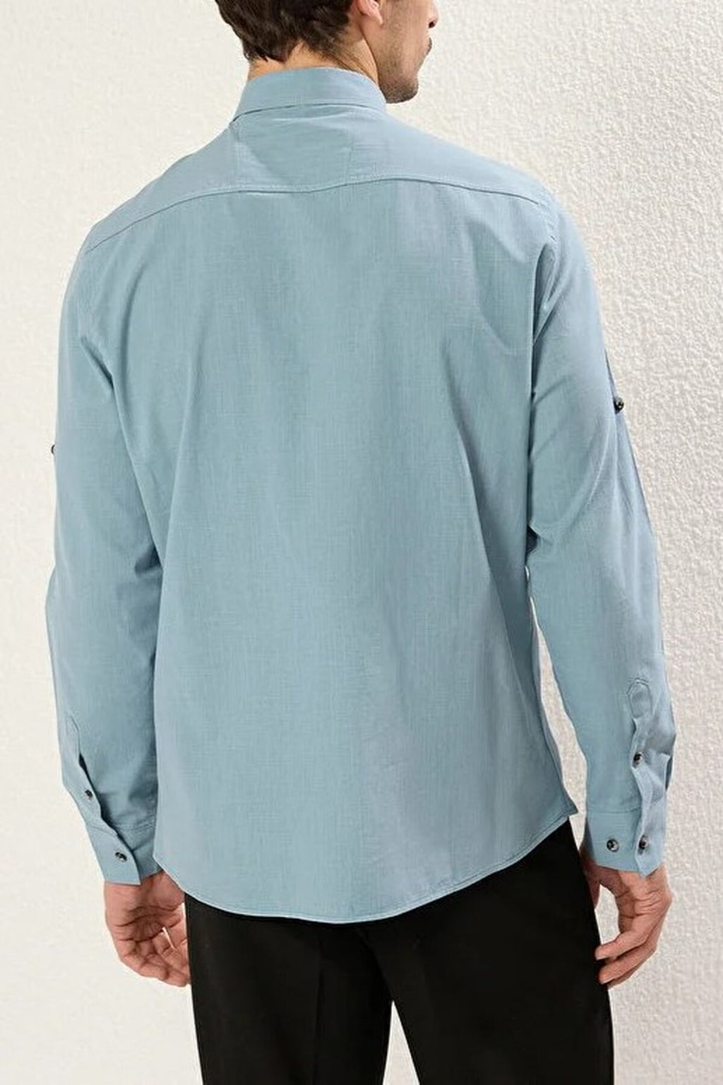 Slim Fit 100% Cotton Linen Look Shirt