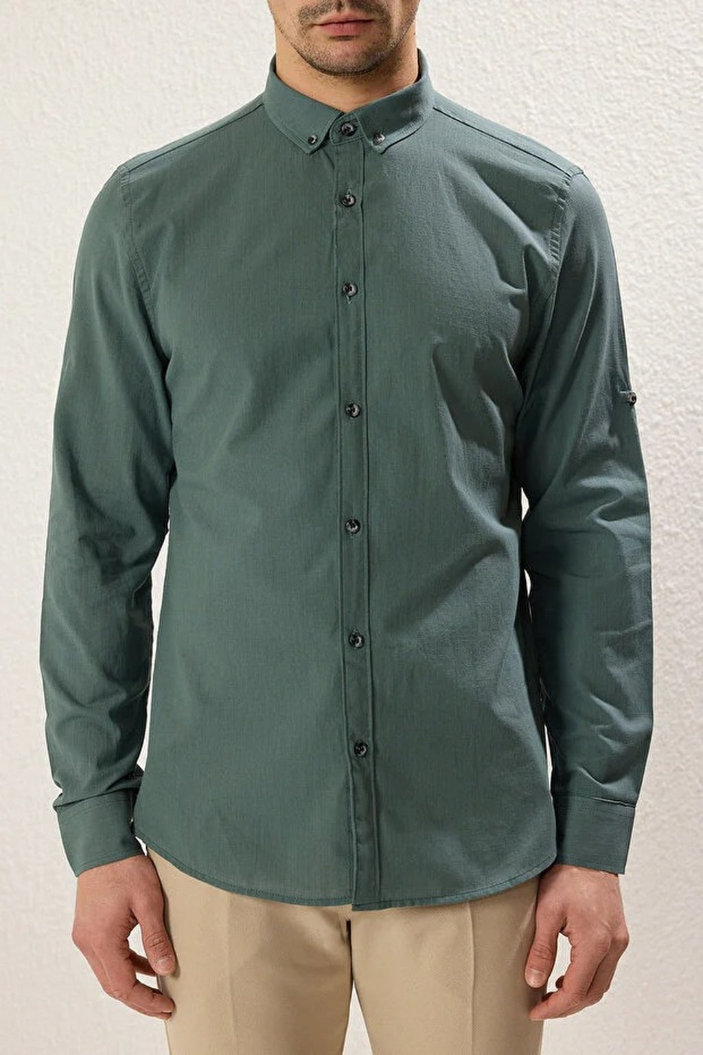 Slim Fit 100% Cotton Linen Look Shirt