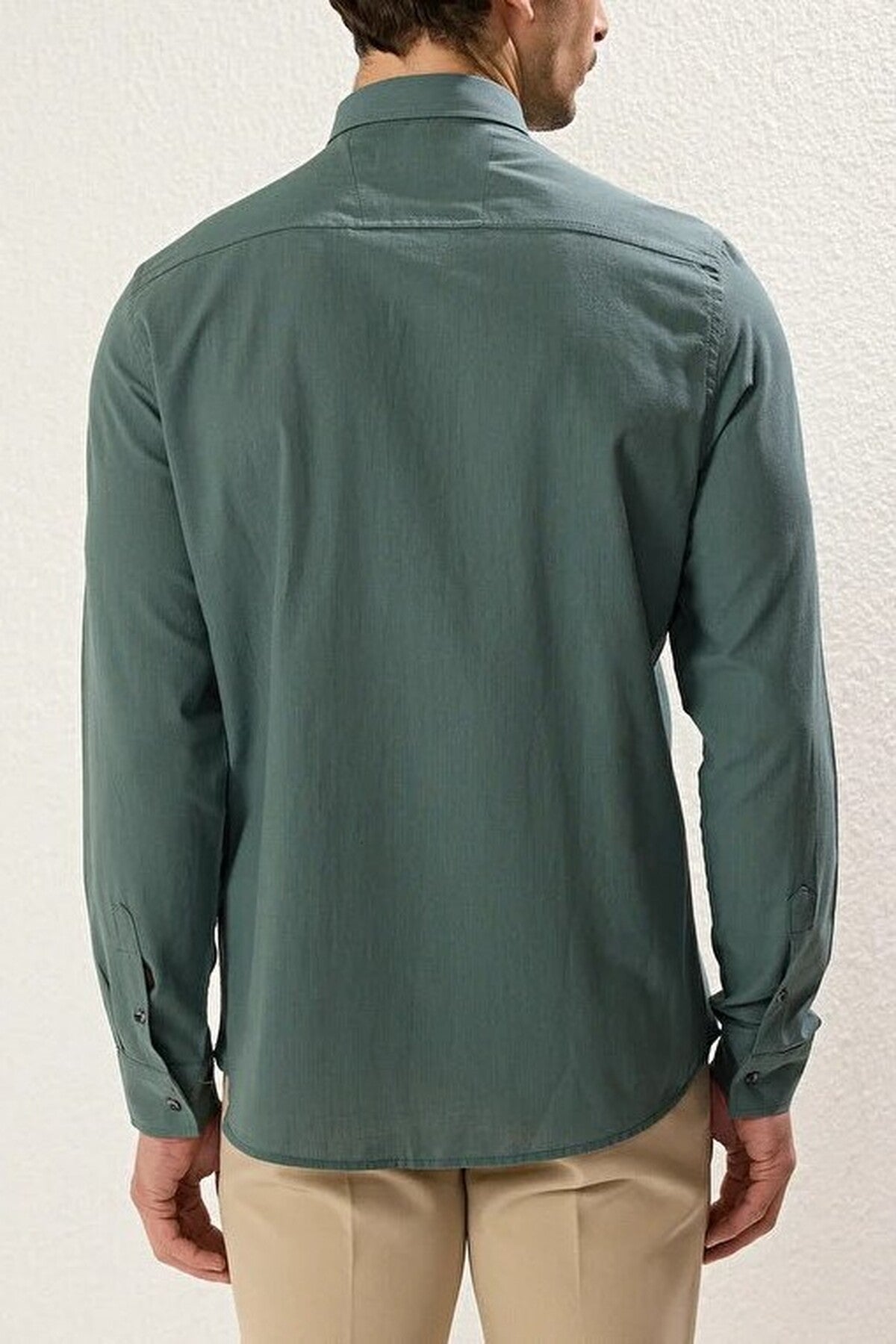 Slim Fit 100% Cotton Linen Look Shirt