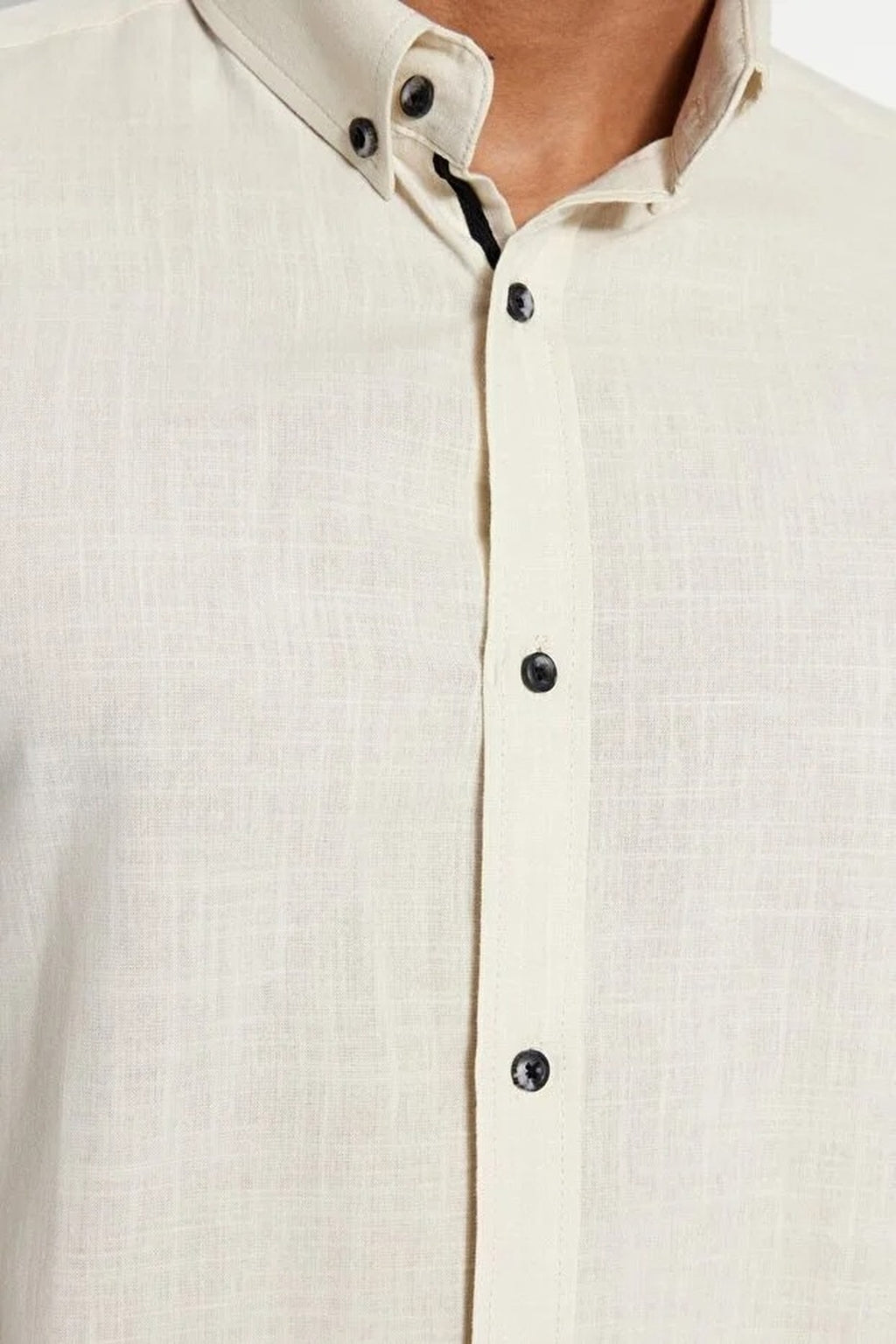 Slim Fit 100% Cotton Linen Look Shirt