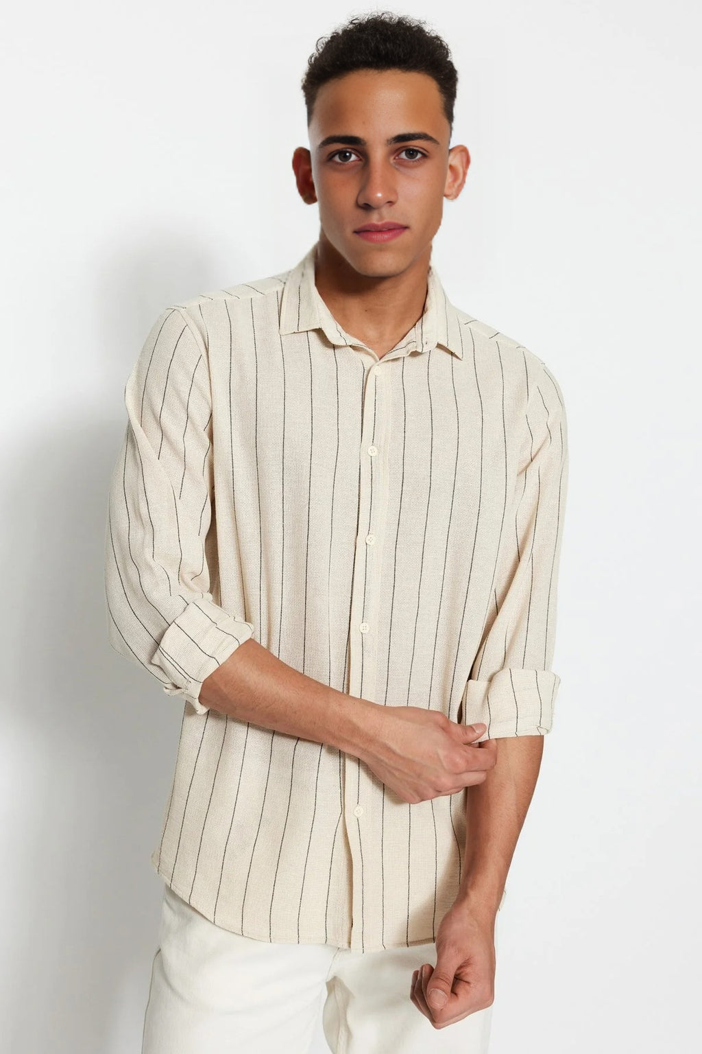 Striped Regular Fit Textured Shirt