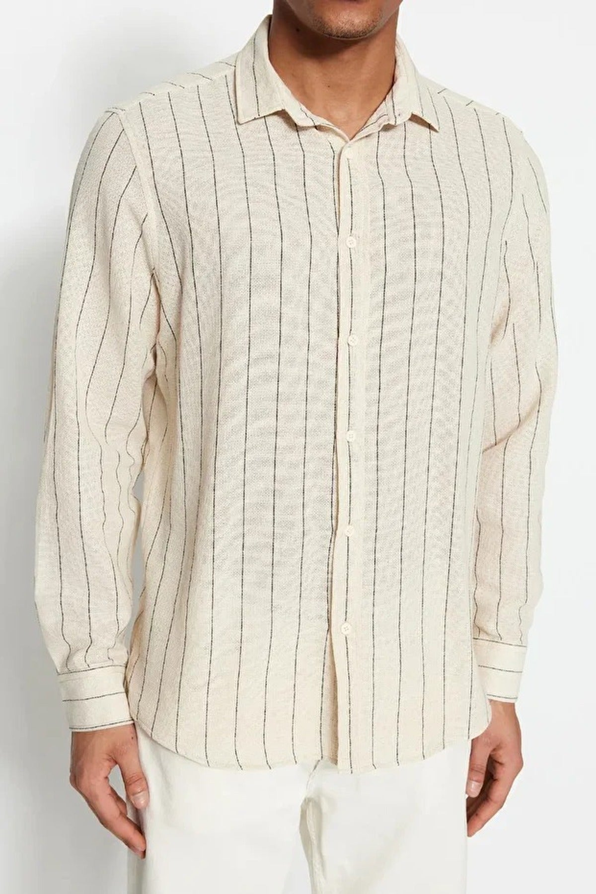 Striped Regular Fit Textured Shirt