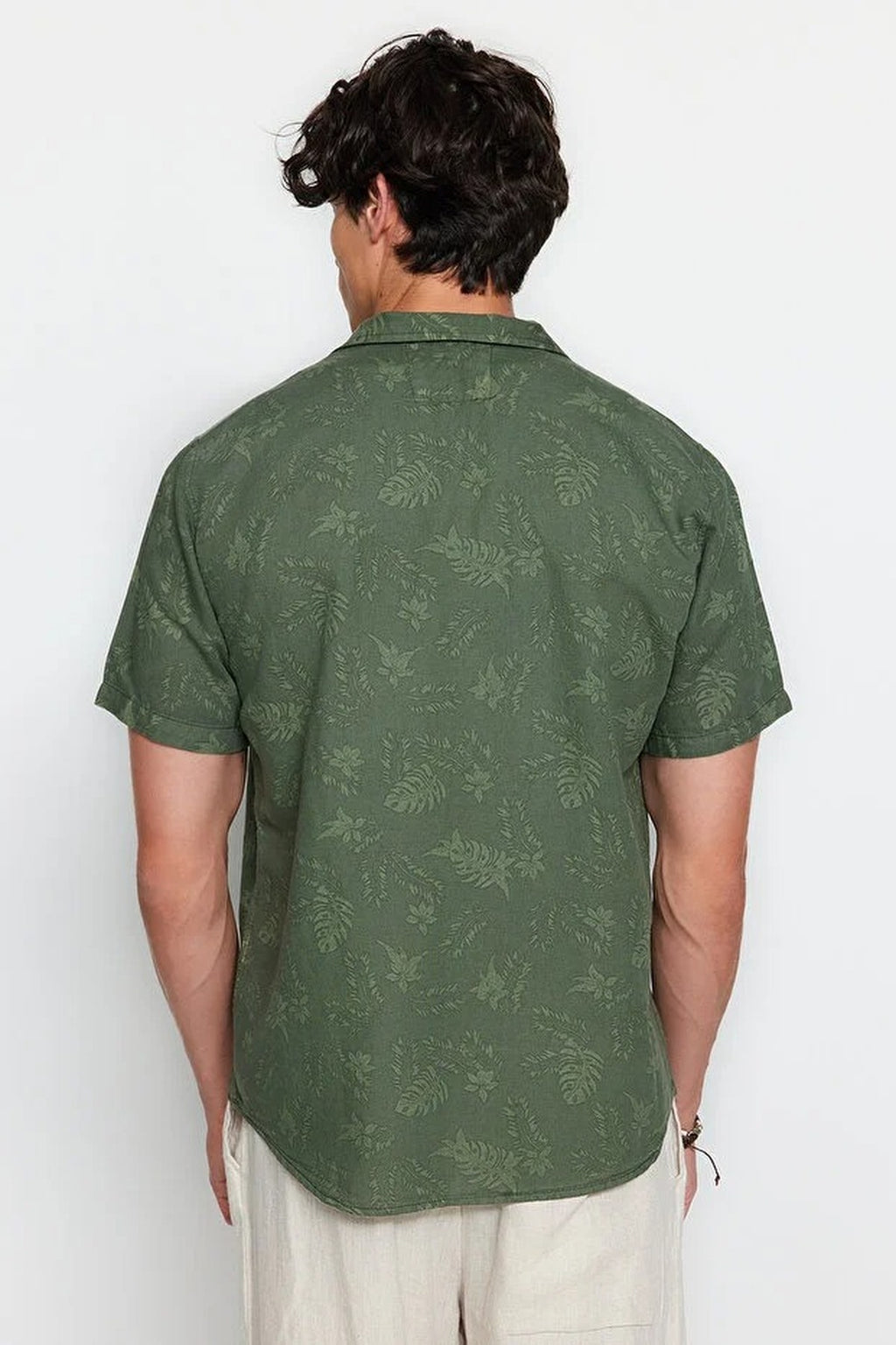 Regular Fit Open Collar Linen Shirt