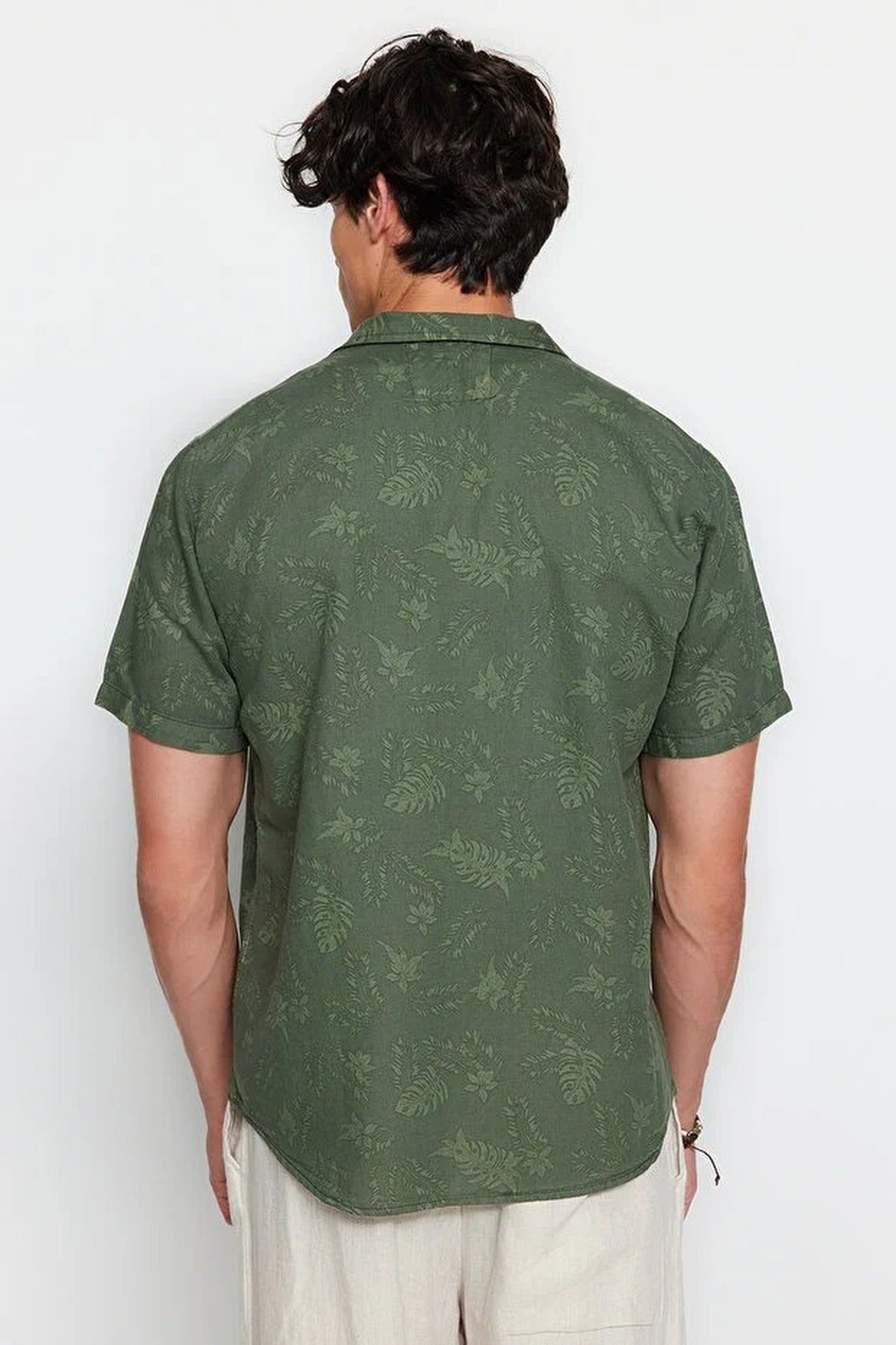 Regular Fit Open Collar Linen Shirt