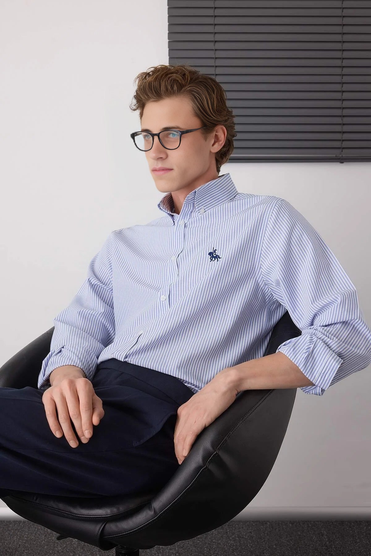 Regular Fit Striped Embroidered Shirt