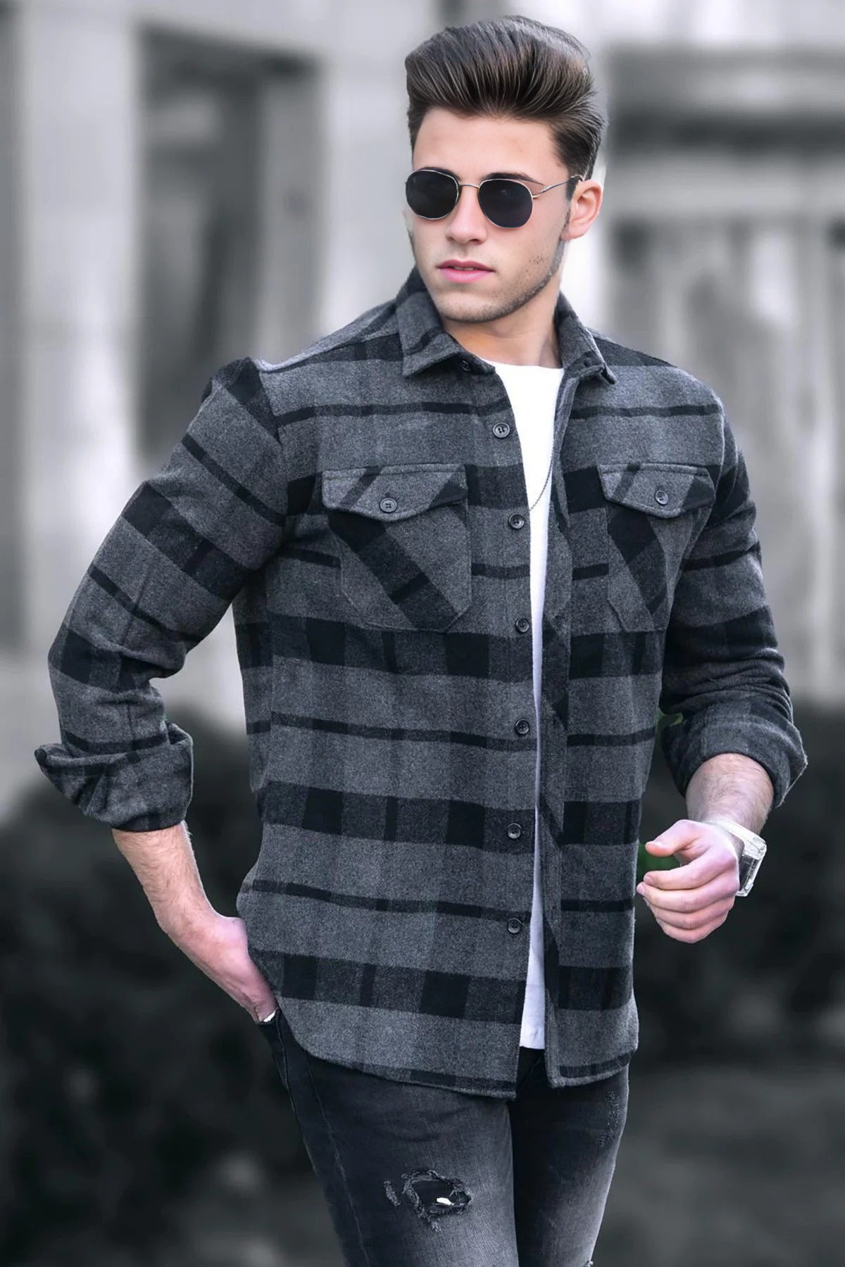 Argyle Pattern Long Sleeve Shirt