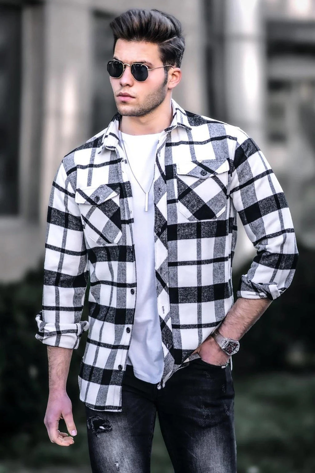 Argyle Pattern Long Sleeve Shirt