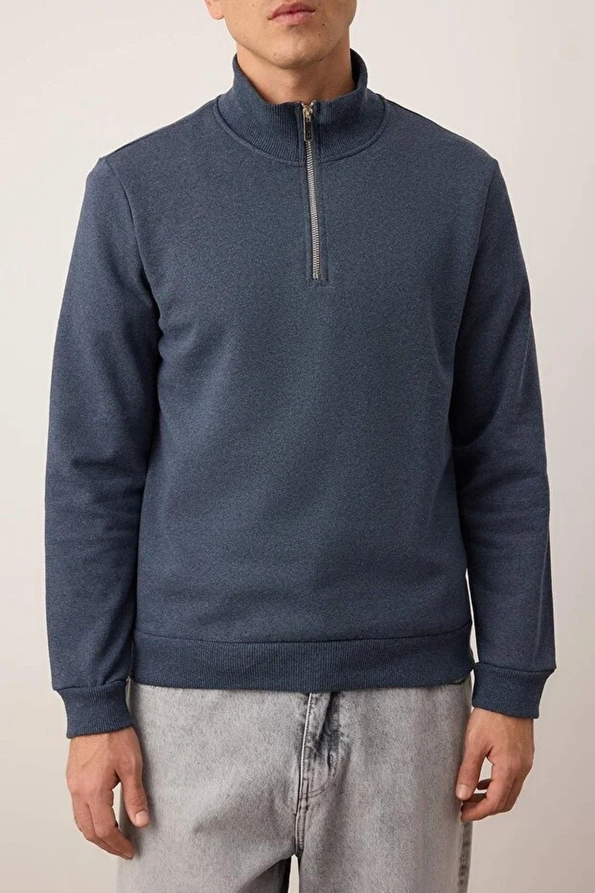 Regular Stand Collar Sweatshirt with Thick Polar Fleece Inside