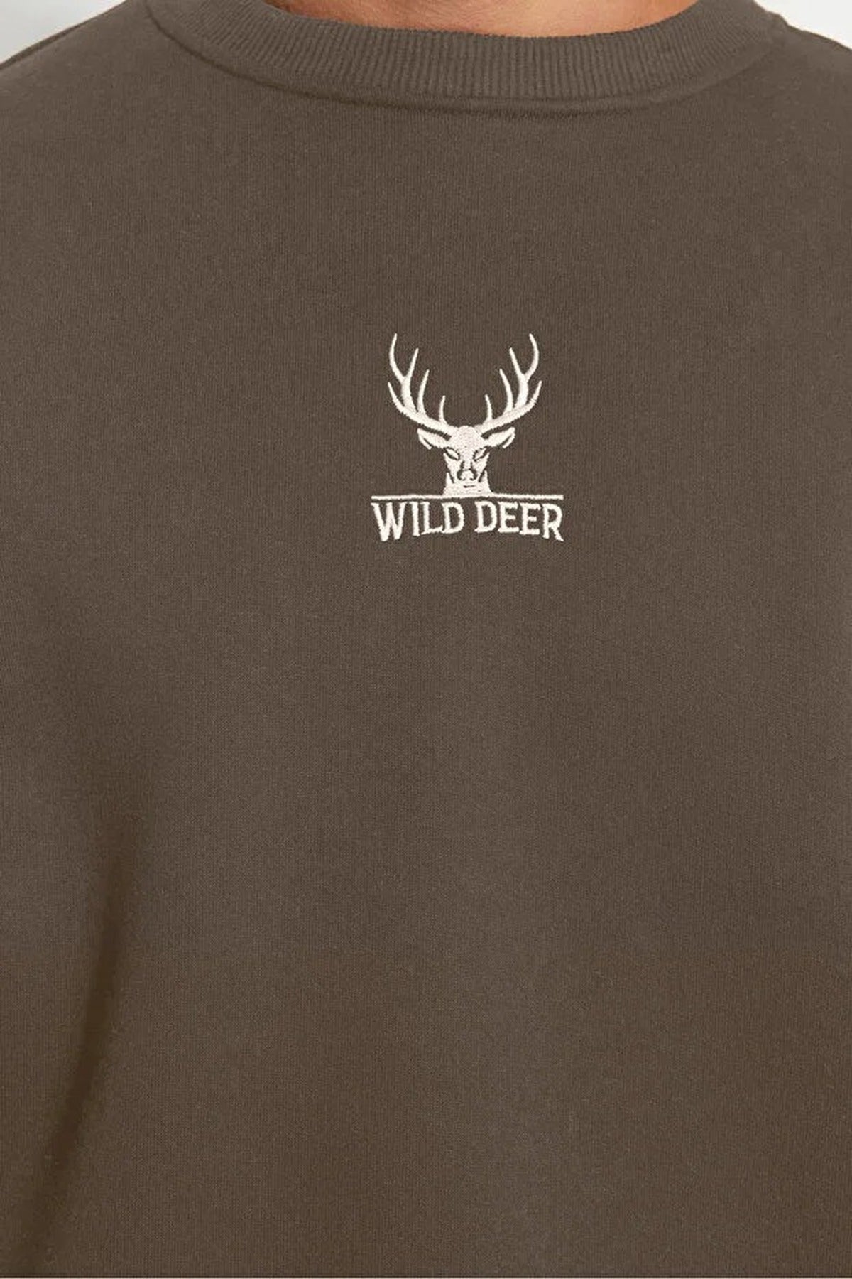 Crew Neck Animal Embroidered Sweatshirt