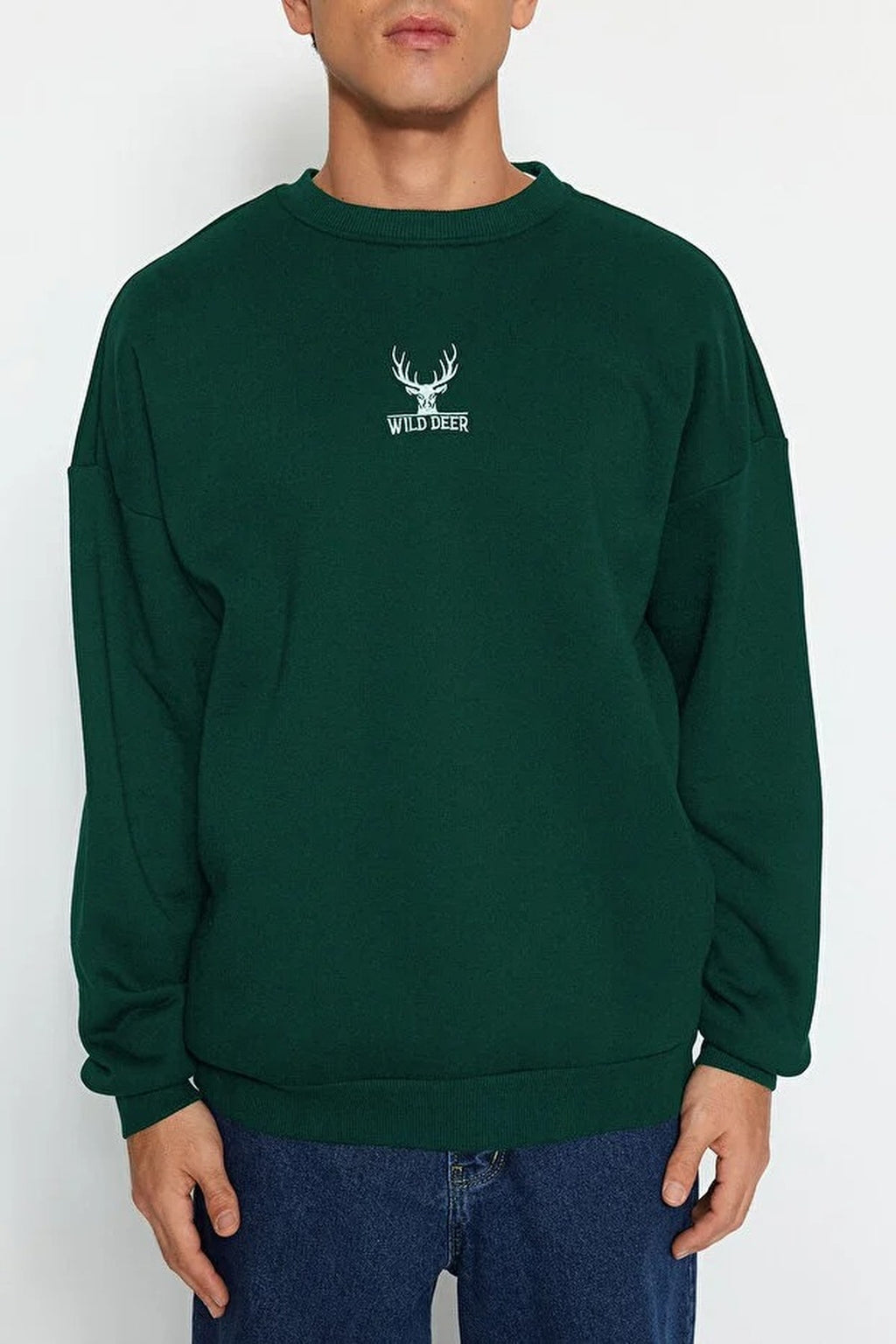 Crew Neck Animal Embroidered Sweatshirt