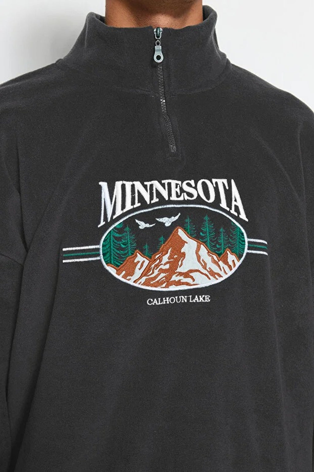 Stand Collar City Embroidery Anti-Pilling Fleece Sweatshirt