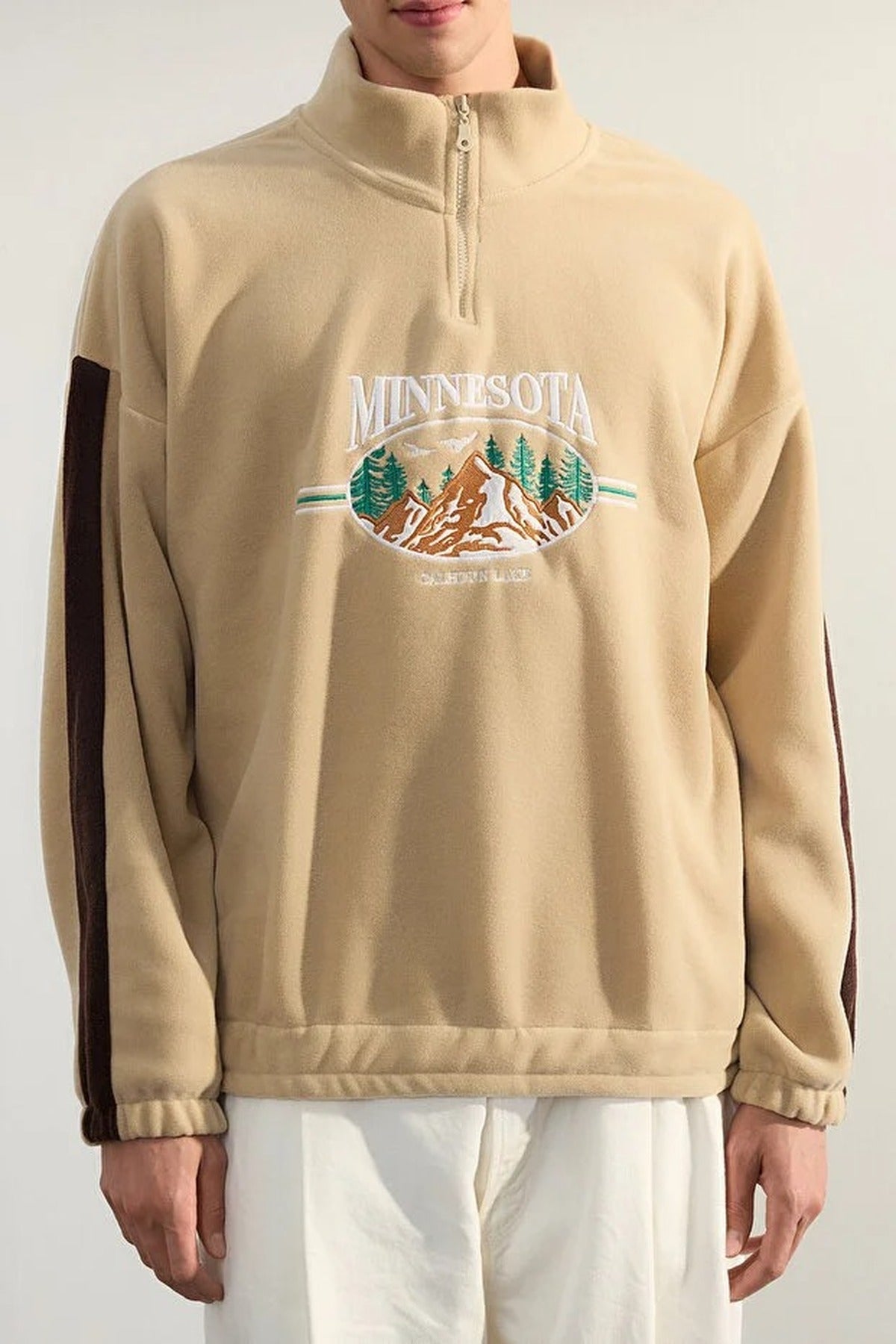 Stand Collar City Embroidery Anti-Pilling Fleece Sweatshirt