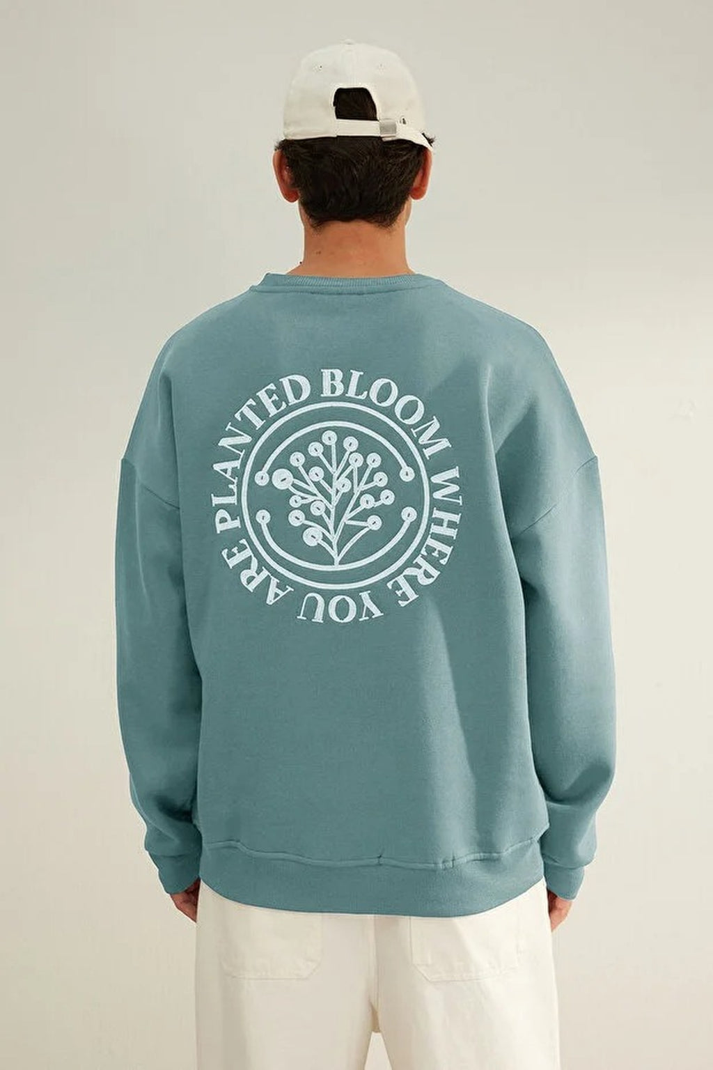 Floral Embroidered Cotton Sweatshirt with Fleece Lining