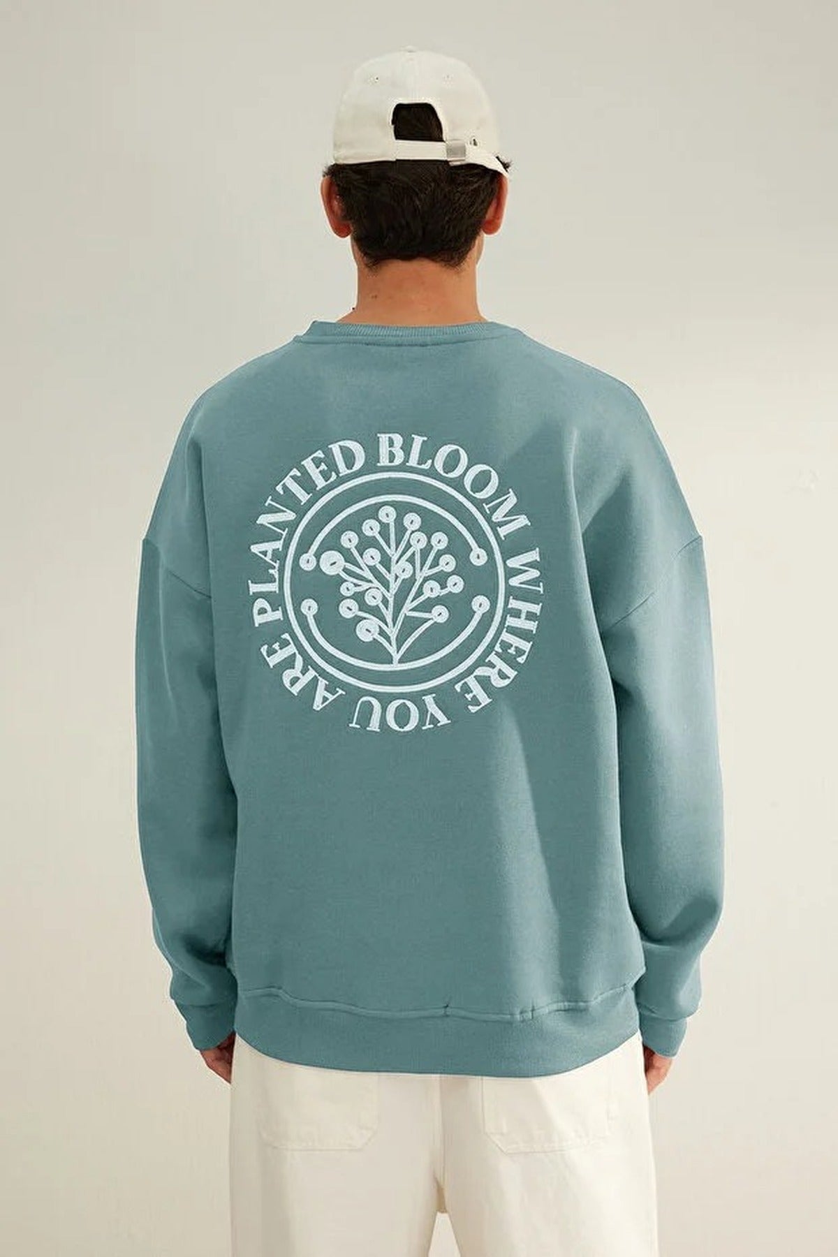 Floral Embroidered Cotton Sweatshirt with Fleece Lining