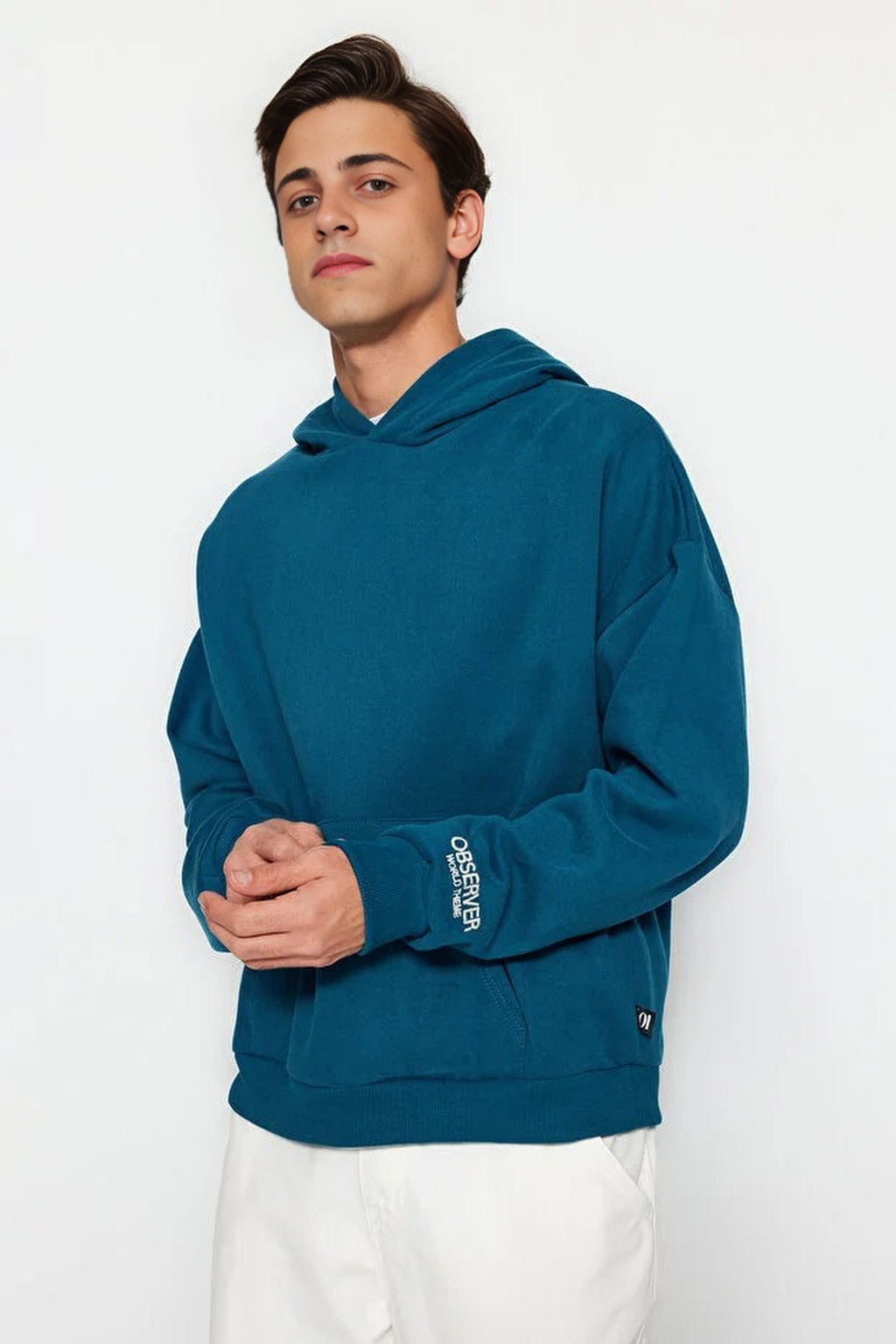 Soft Fabric Sweatshirt with Embroidered Label