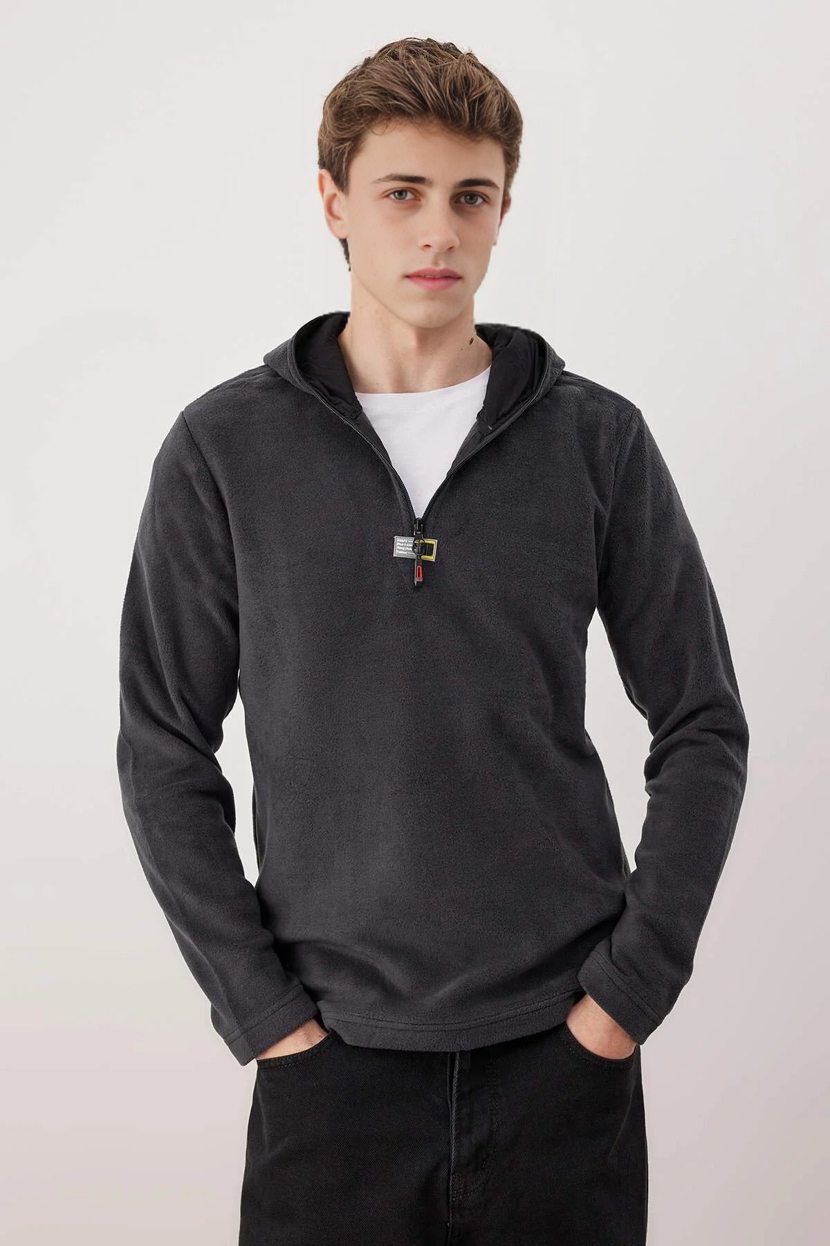 Slim Fit Fleece Zippered Hooded Sweatshirt