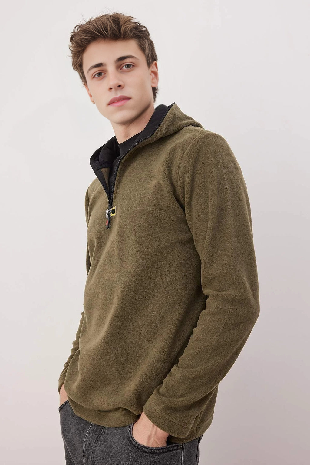 Slim Fit Fleece Zippered Hooded Sweatshirt