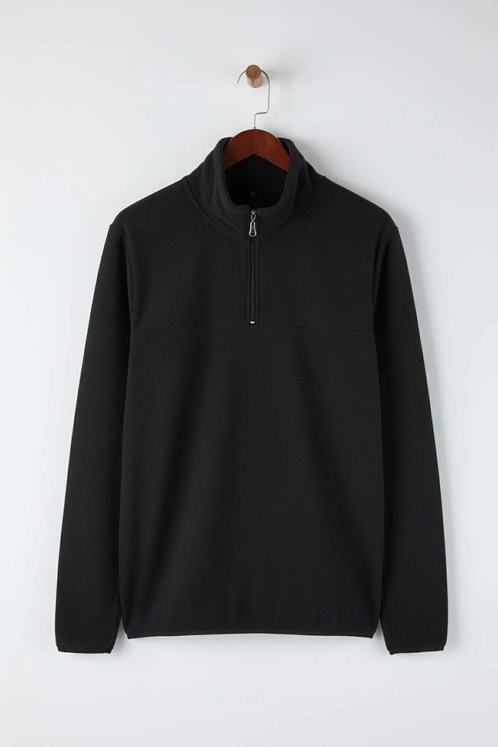 Regular Stand Collar Zippered Polar Fleece Sweatshirt with Stitching Details