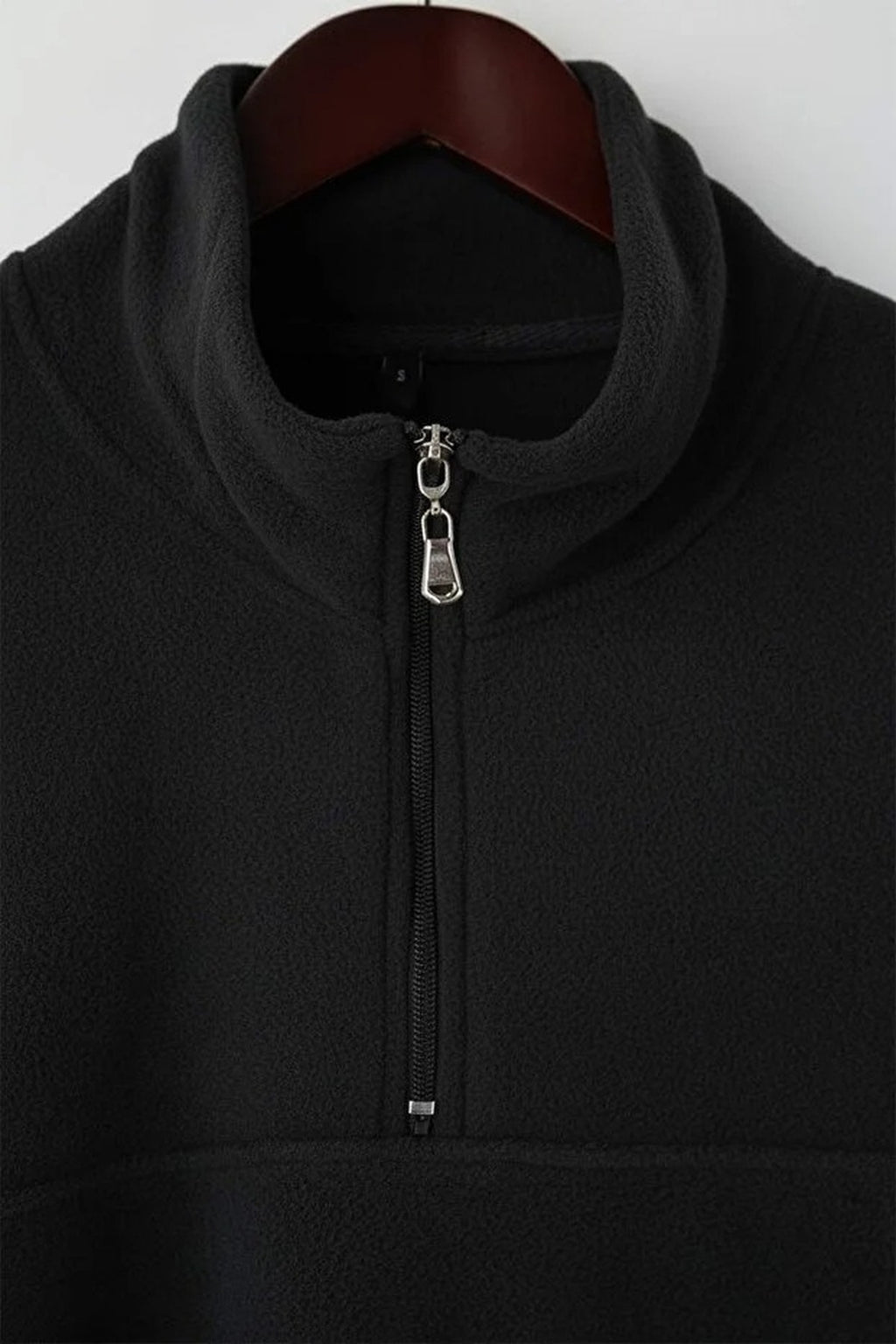 Regular Stand Collar Zippered Polar Fleece Sweatshirt with Stitching Details
