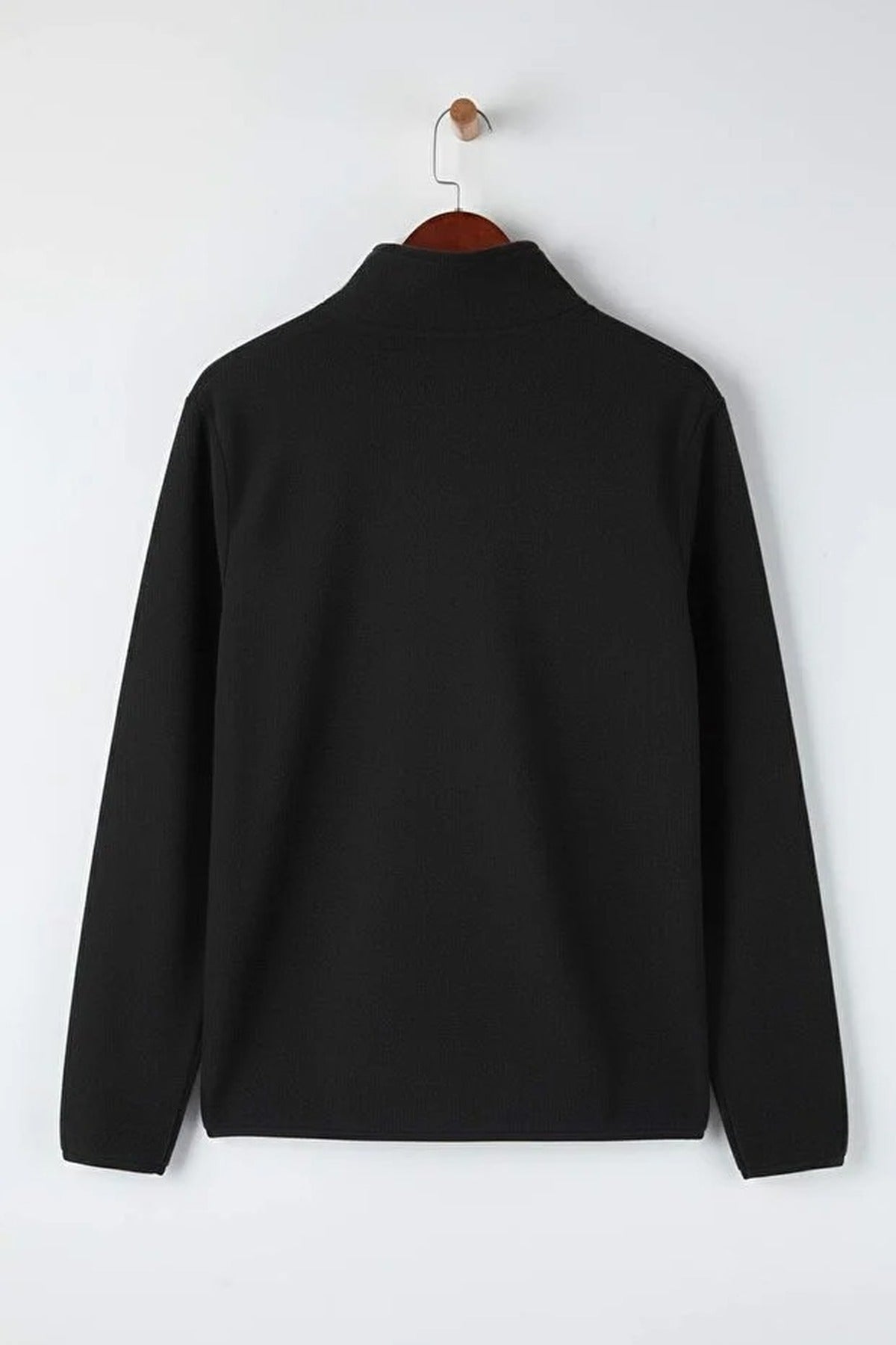 Regular Stand Collar Zippered Polar Fleece Sweatshirt with Stitching Details