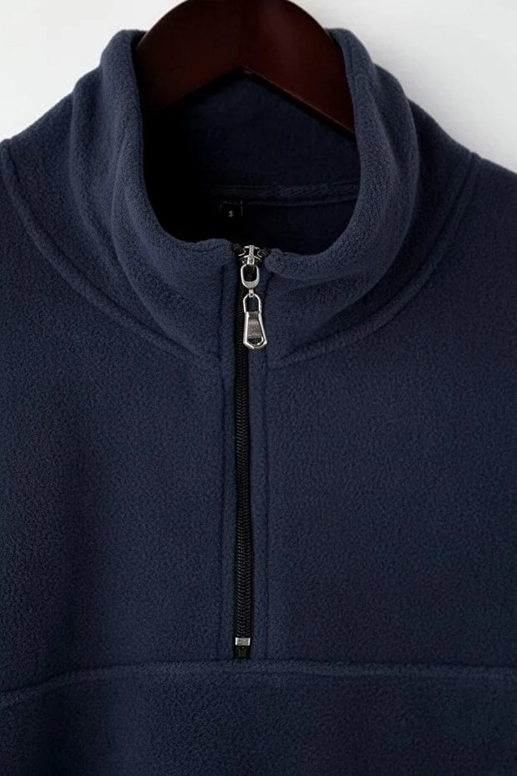 Regular Stand Collar Zippered Polar Fleece Sweatshirt with Stitching Details