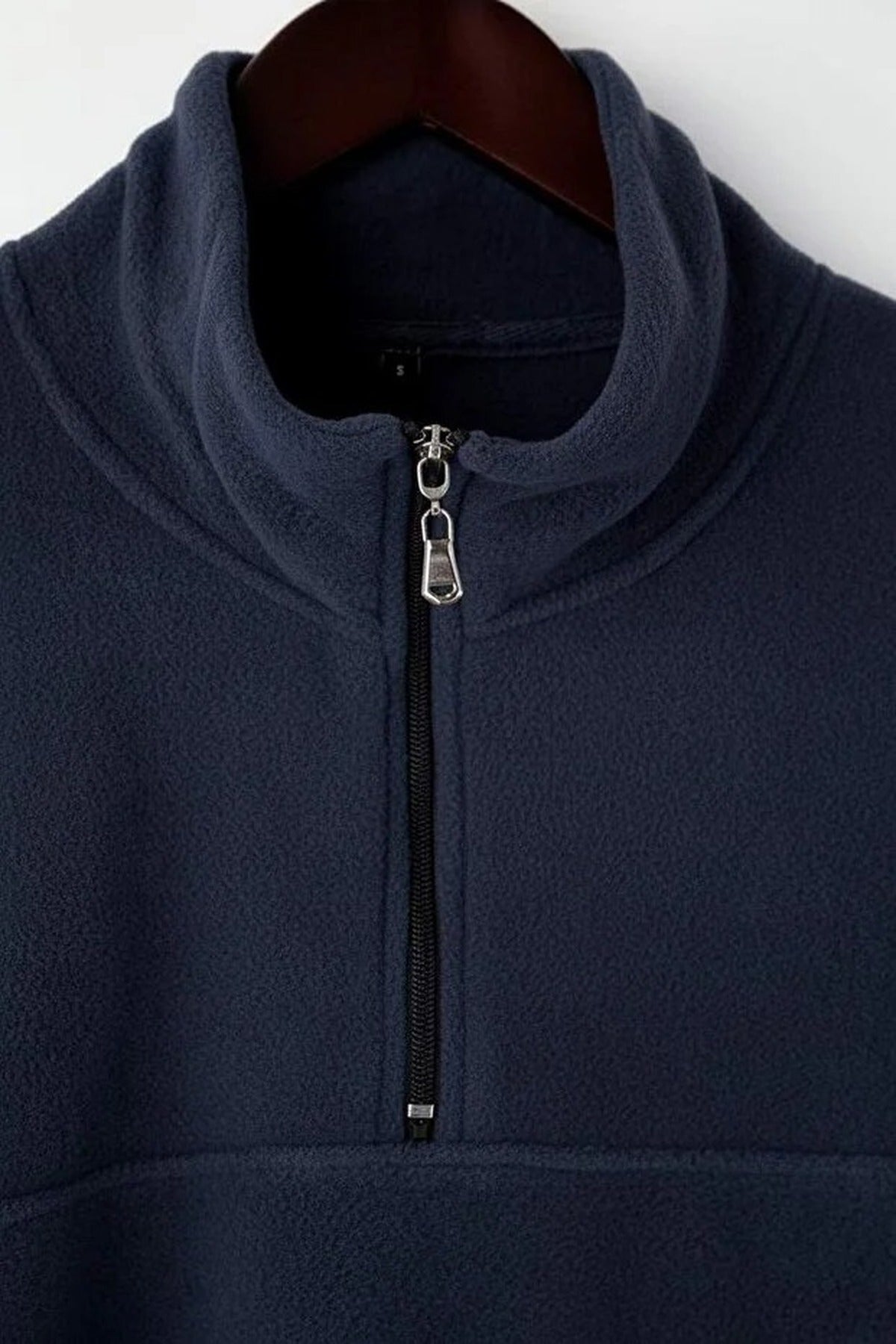 Regular Stand Collar Zippered Polar Fleece Sweatshirt with Stitching Details