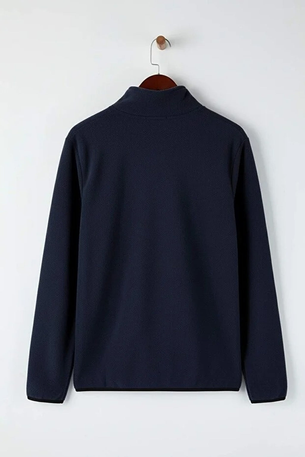 Regular Stand Collar Zippered Polar Fleece Sweatshirt with Stitching Details