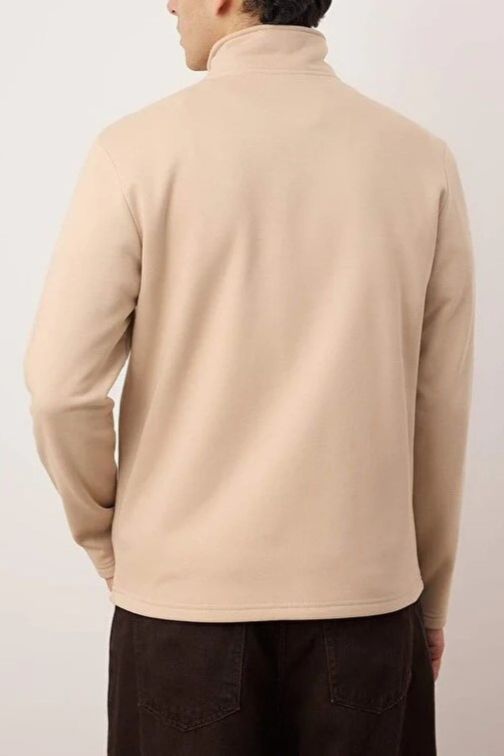 Regular Stand Collar Embroidered Fleece Inside Sweatshirt