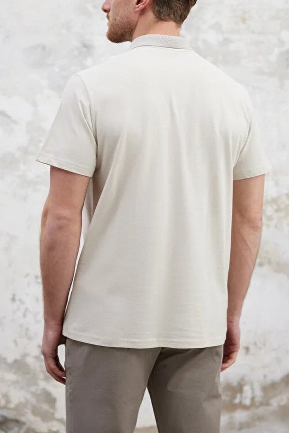 Regular Zippered 100% Cotton Polo Collar T-shirt