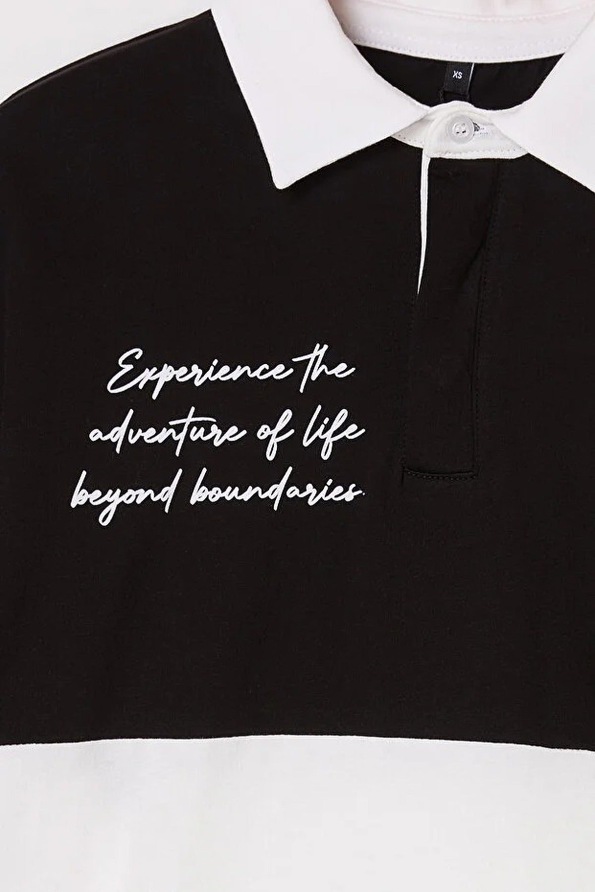 Oversize Color-Block Brooklyn Print Polo Neck T-shirt