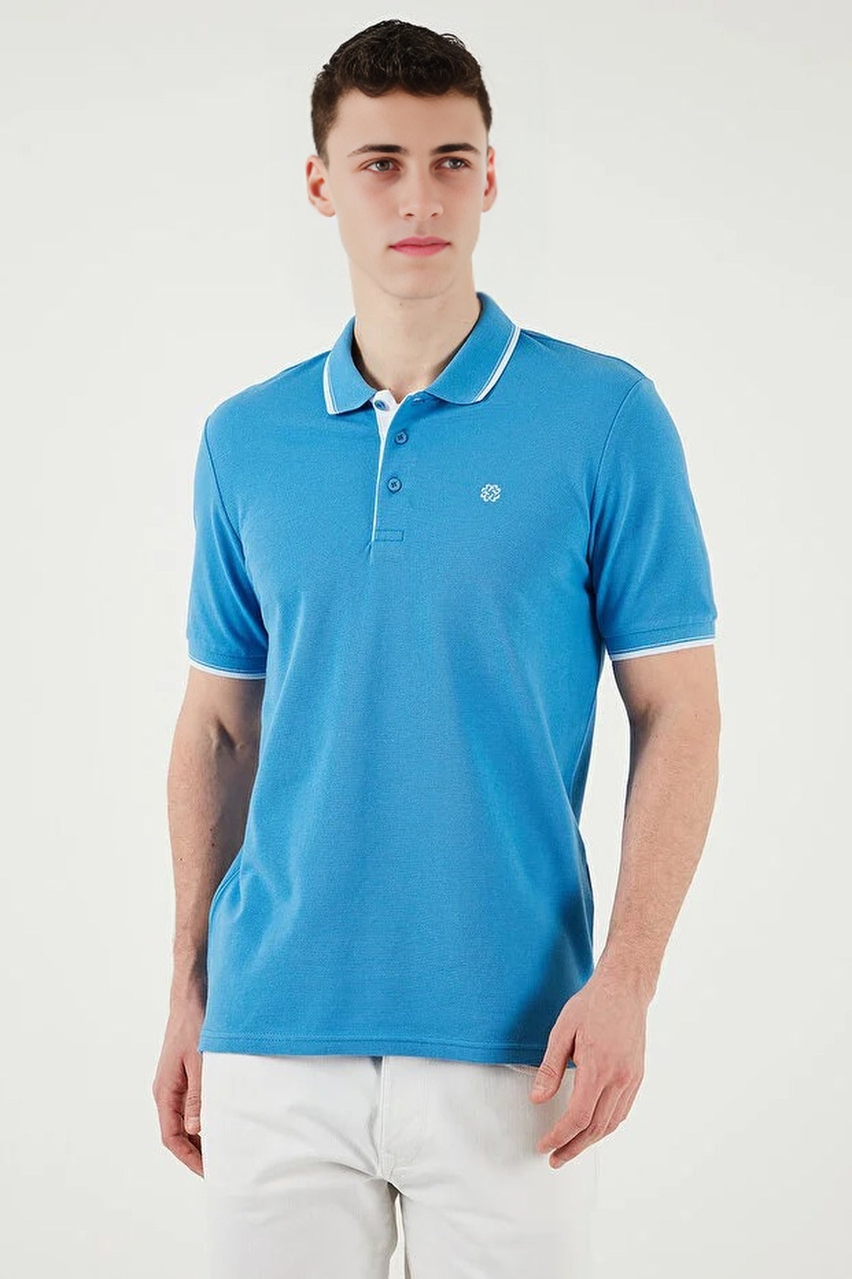 100% Cotton Button-Down Regular Polo Collar T-Shirt
