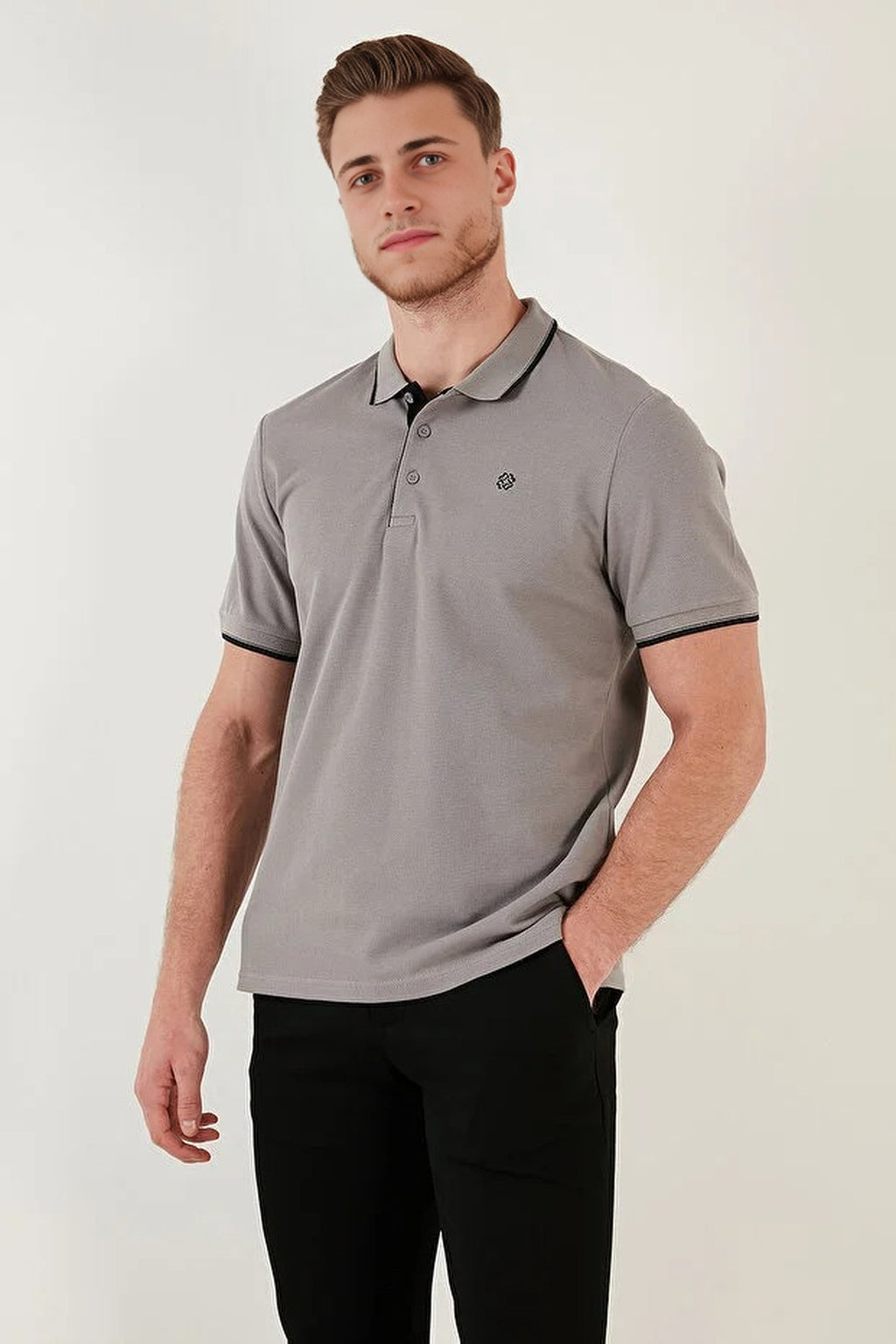 100% Cotton Button-Down Regular Polo Collar T-Shirt