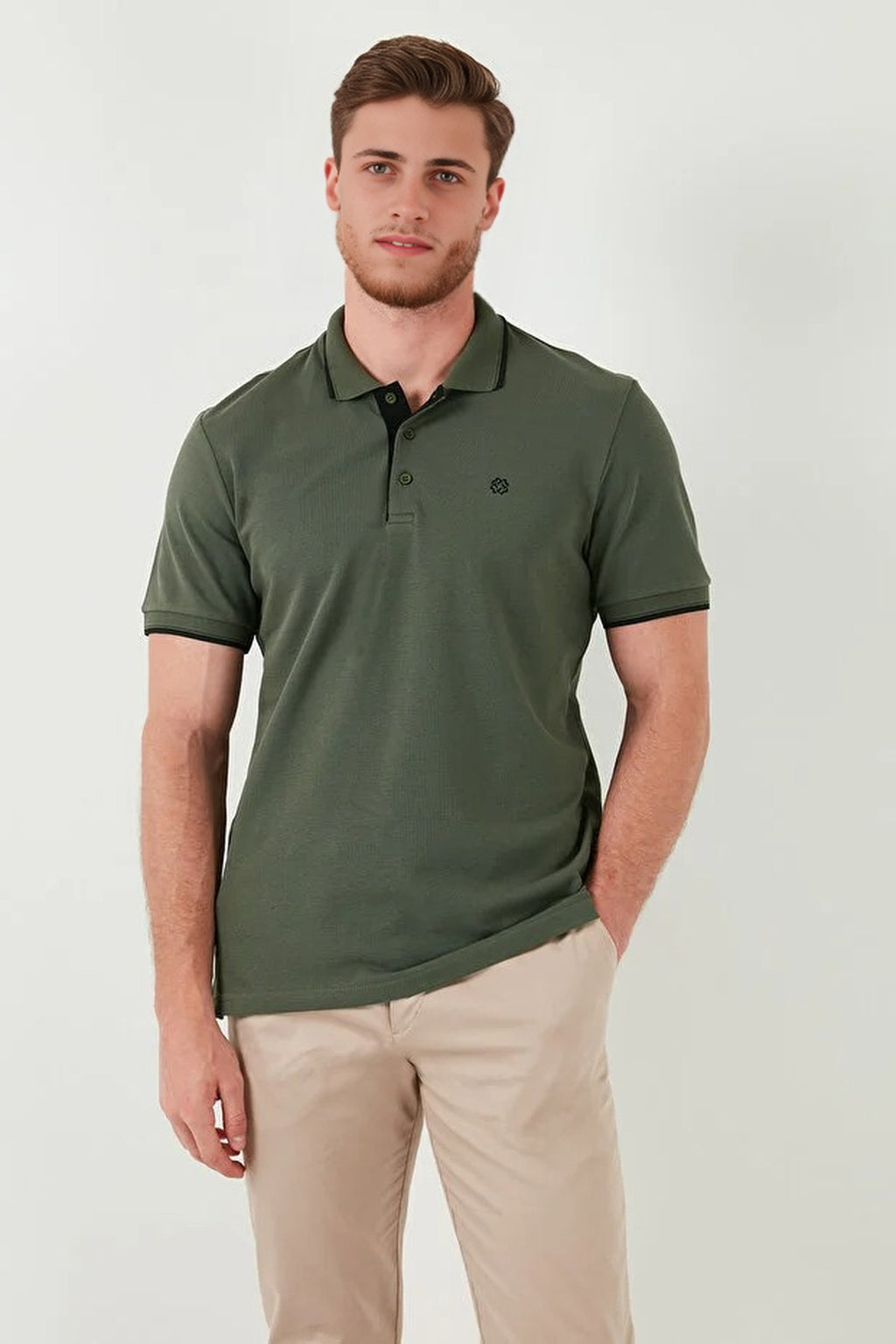 100% Cotton Button-Down Regular Polo Collar T-Shirt