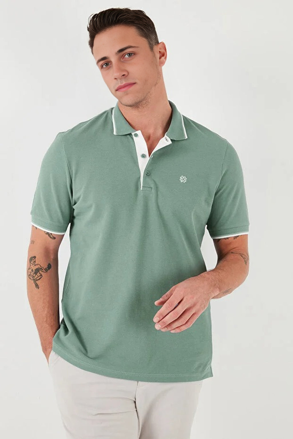 100% Cotton Button-Down Regular Polo Collar T-Shirt