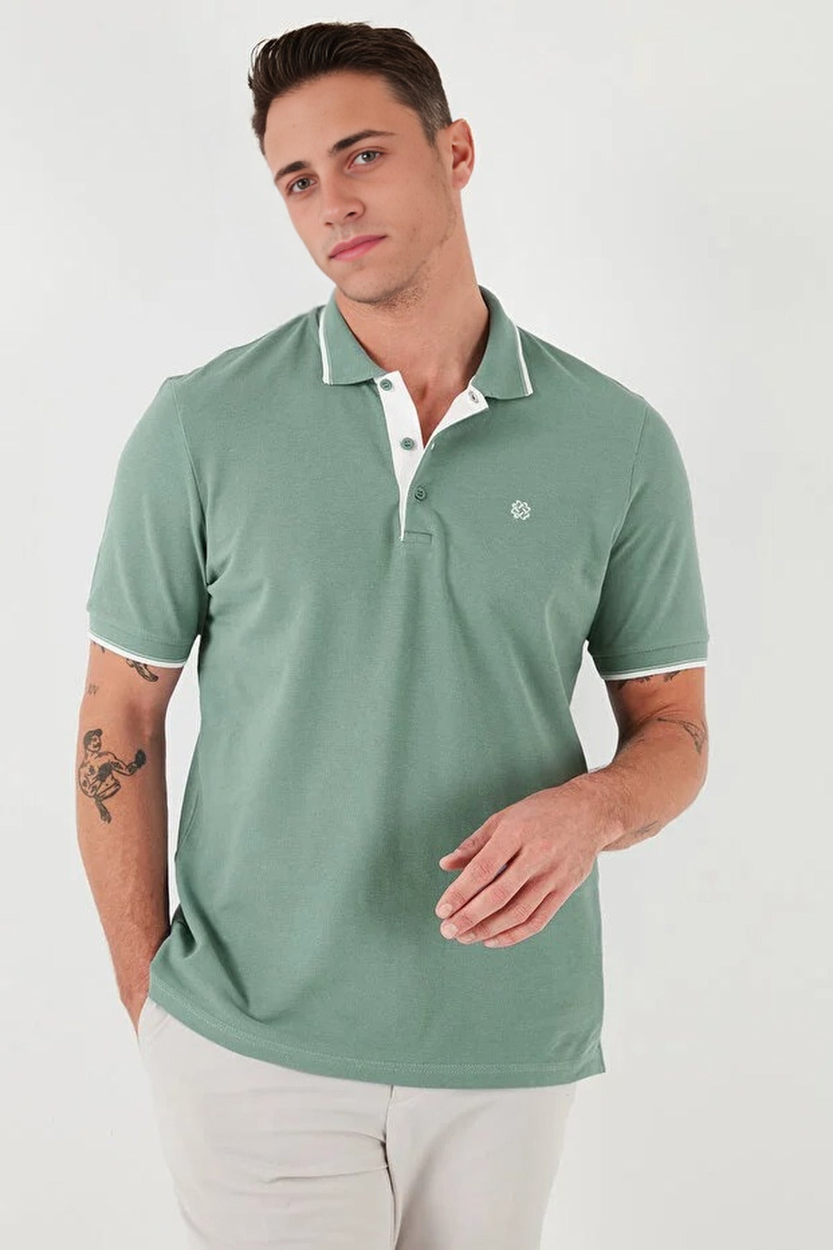 100% Cotton Button-Down Regular Polo Collar T-Shirt